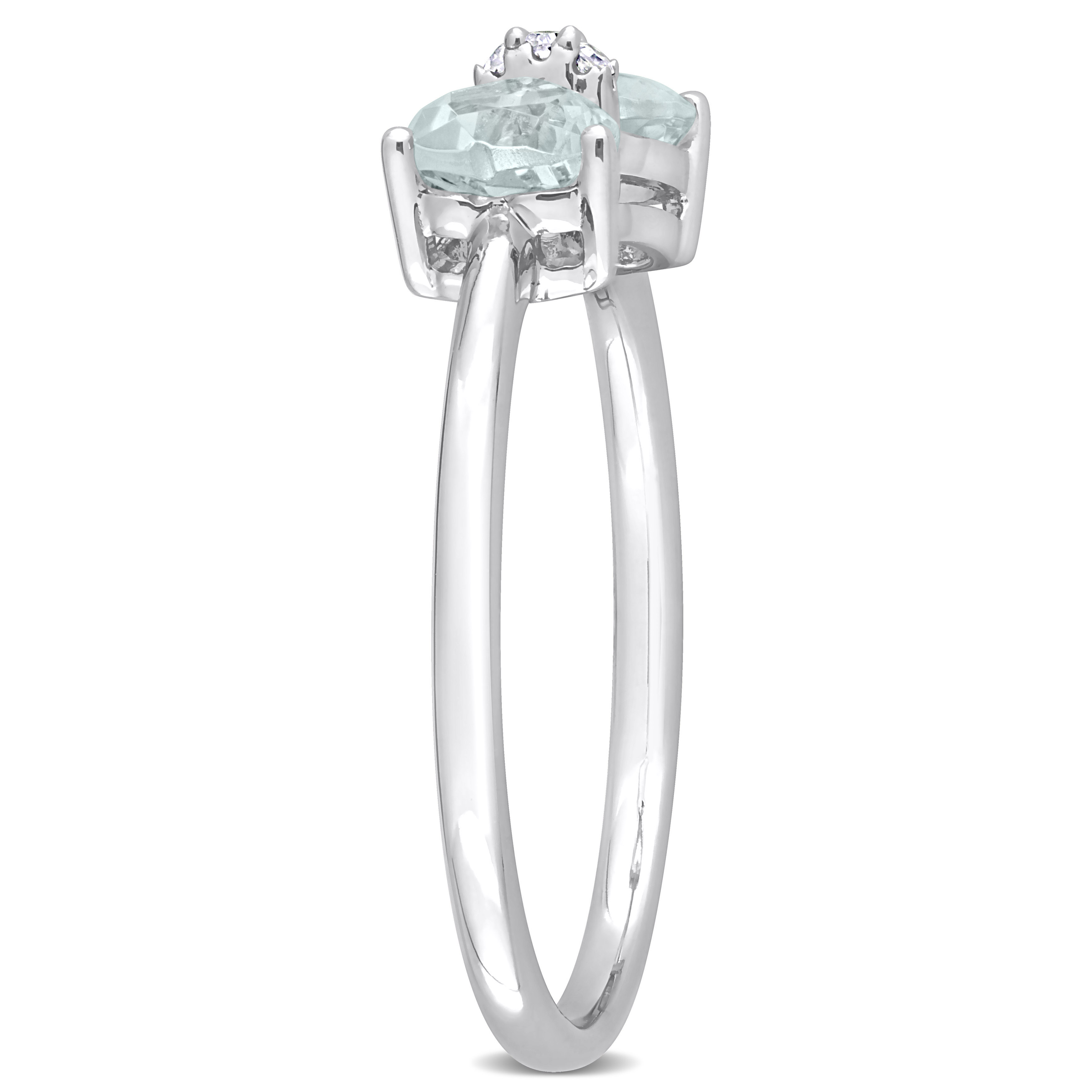 1 3/8 CT TGW Heart-Cut Aquamarine and Diamond Accent 2-Piece Bow Necklace and Ring Set in 10k White Gold