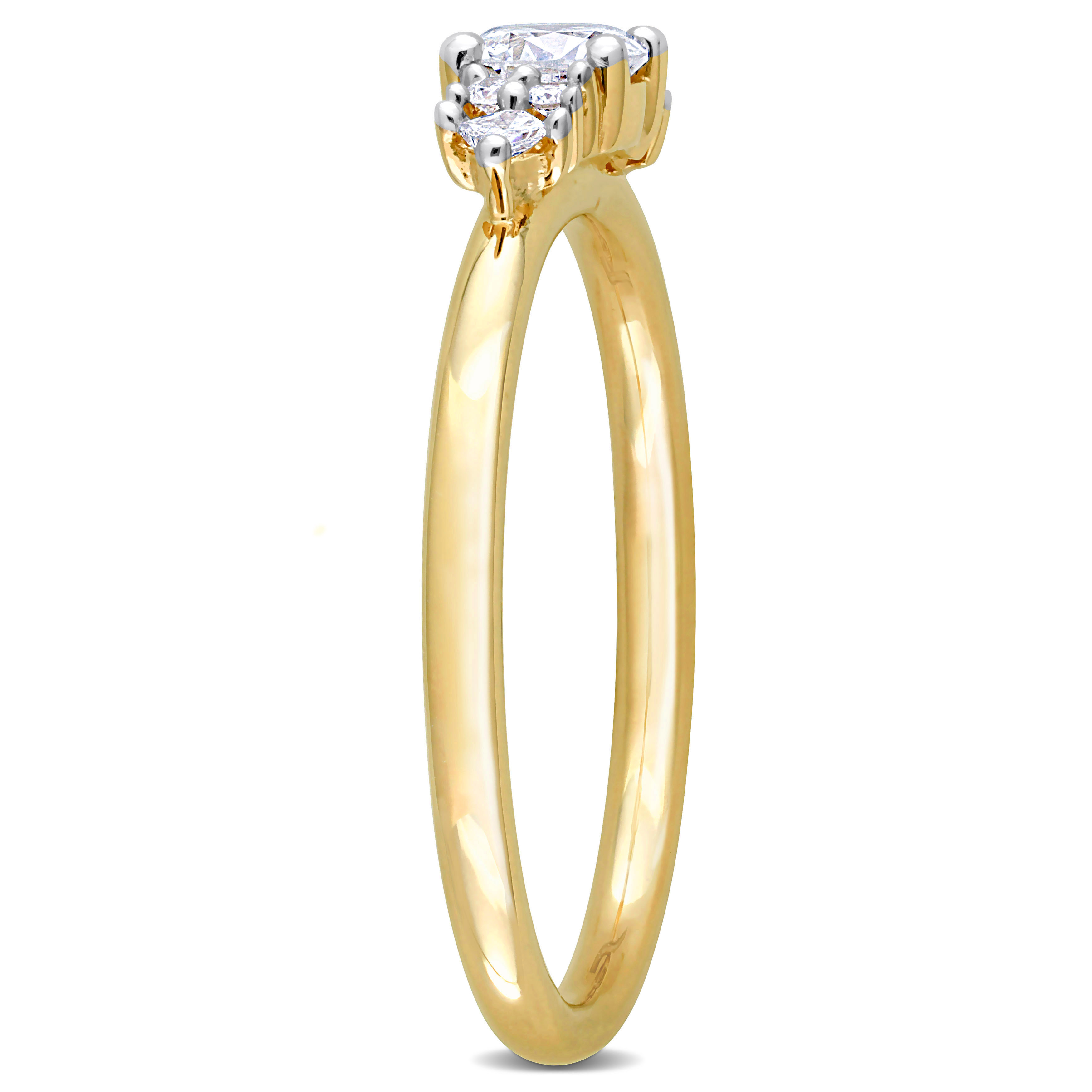 3/8 CT TDW Princess & Round Diamond Ring in 14k Yellow Gold