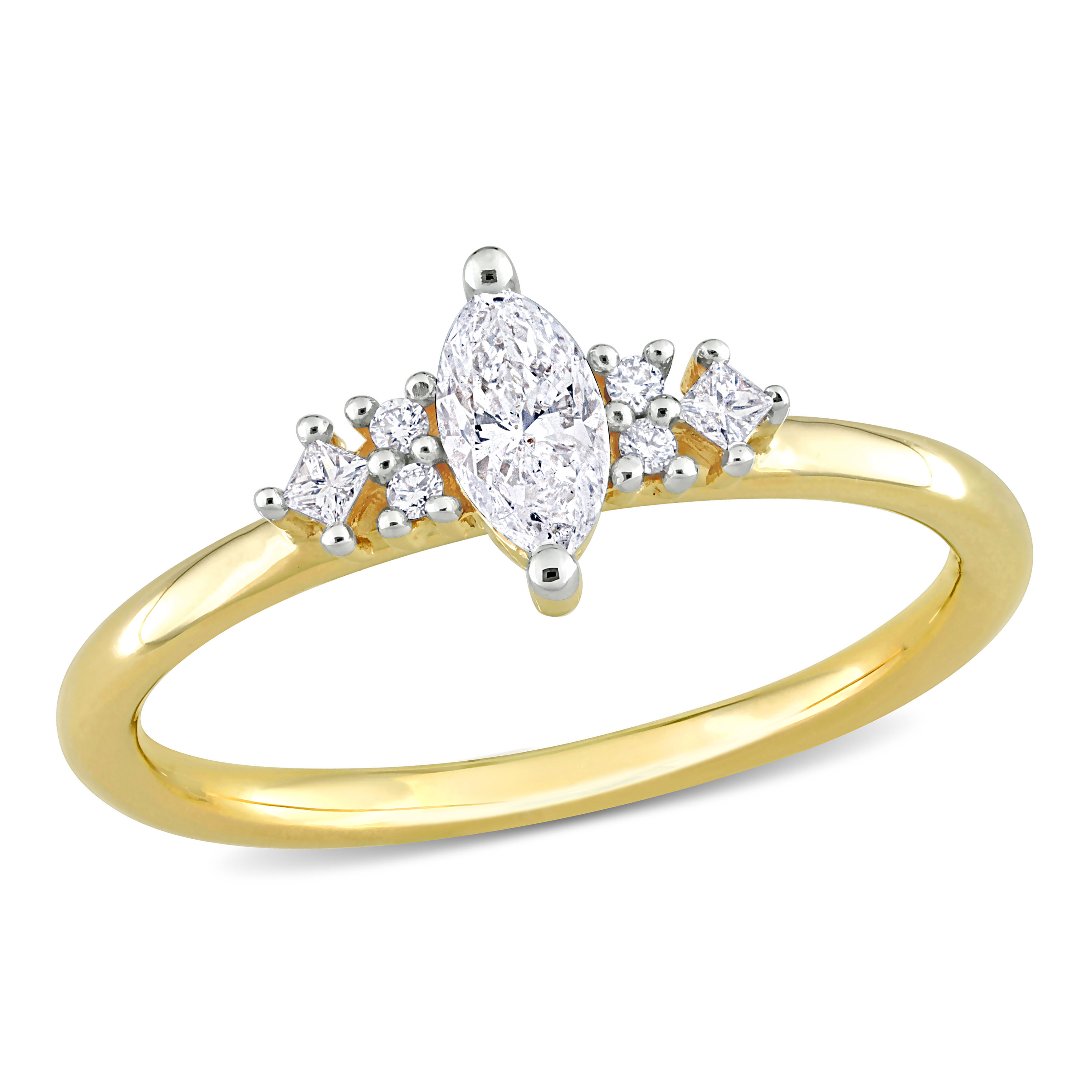 3/8 CT TDW Multi-shape Diamond Ring in 14k Yellow Gold