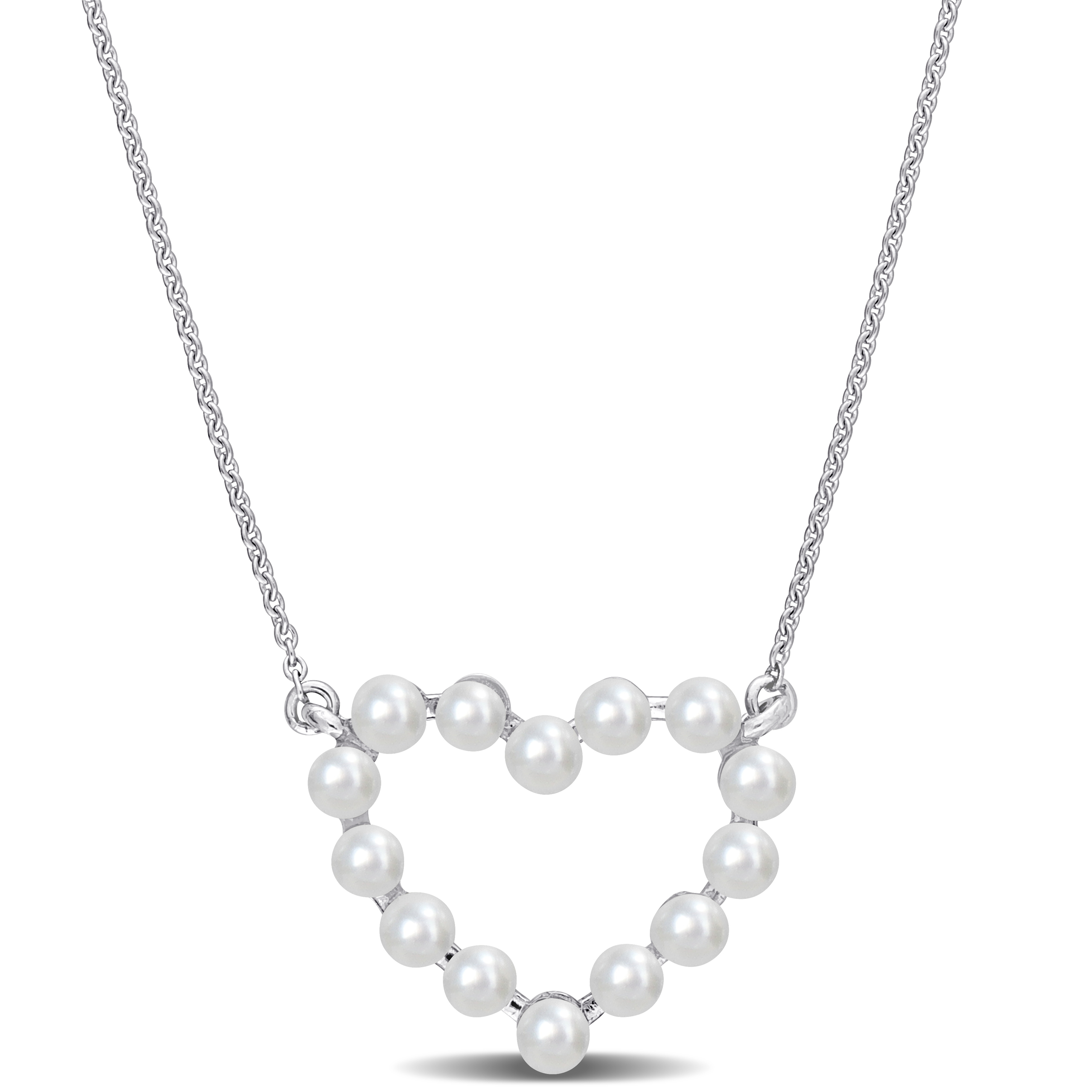 Pearl Heart Gold Chain Necklace Freshwater Pearls Black 
