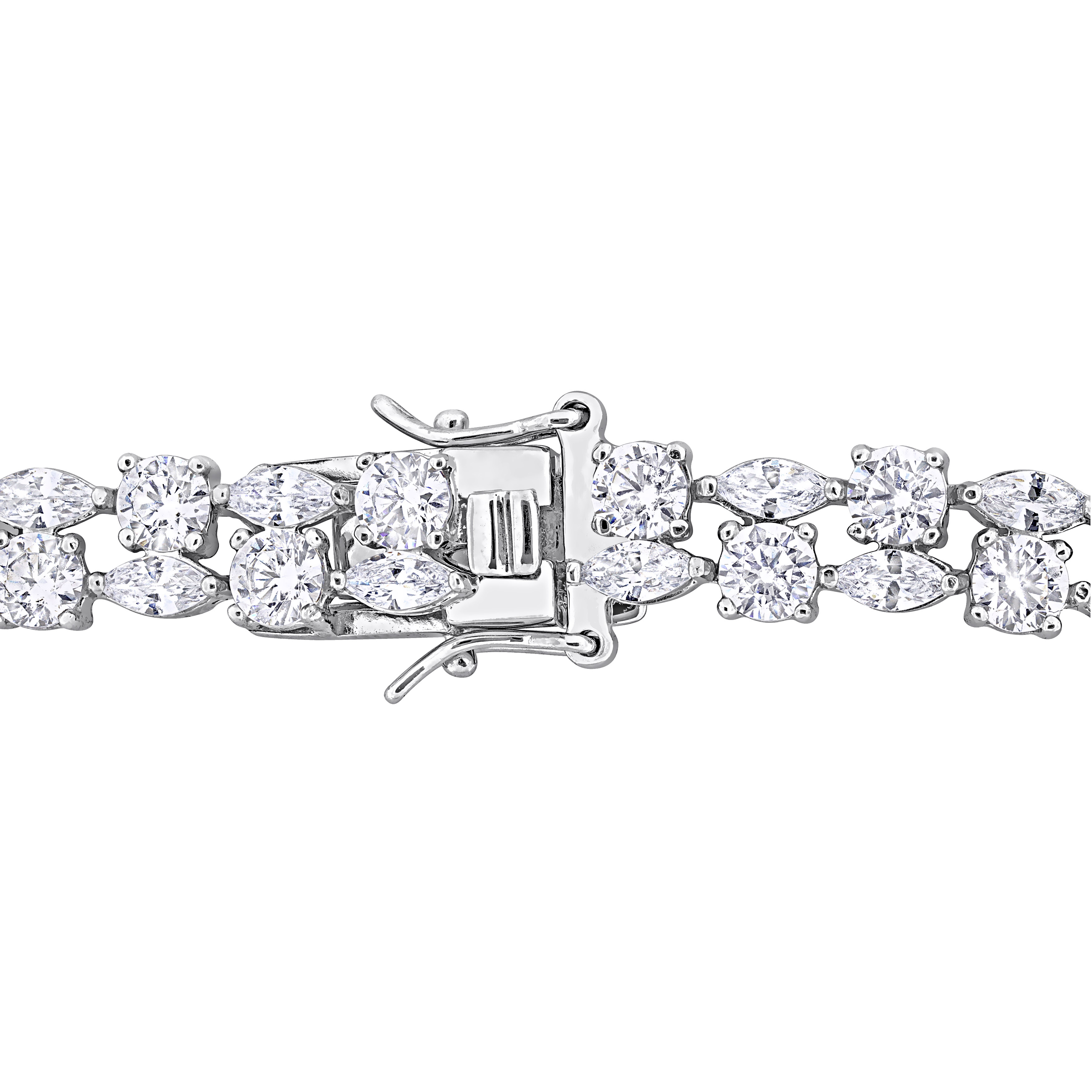 17 5/8 CT TGW Round and Marquise-Cut Created White Sapphire Bracelet in Sterling Silver - 7.25 in.