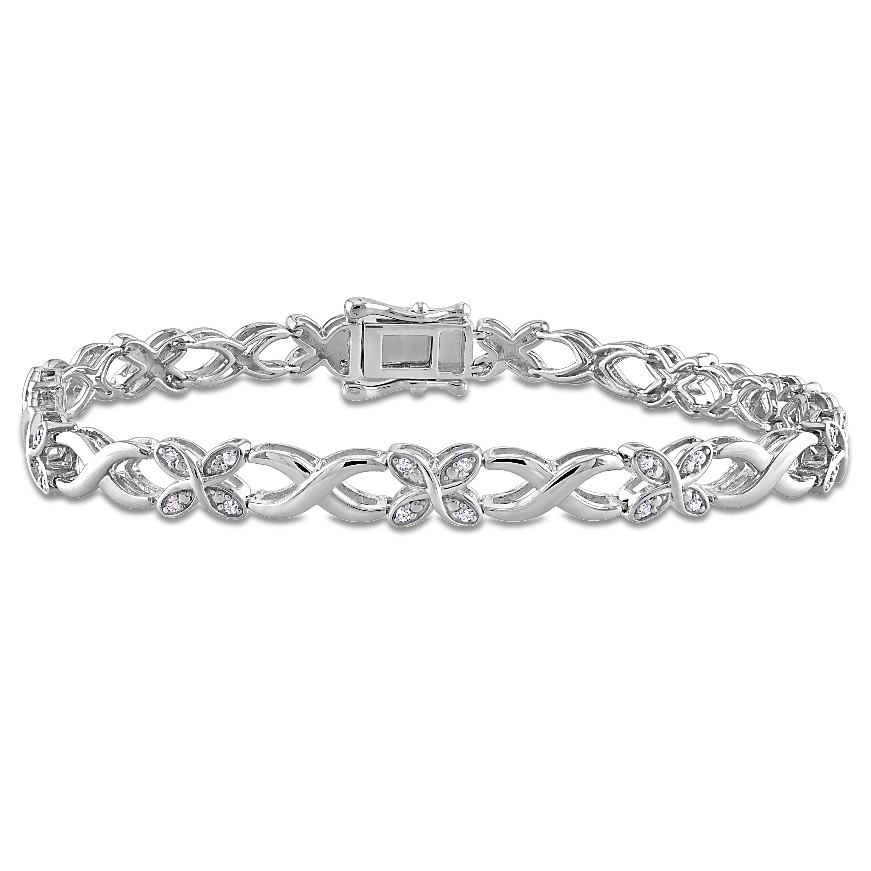 1/5 CT TDW Diamond Infinity Link Bracelet in Sterling Silver - 7.25 in.
