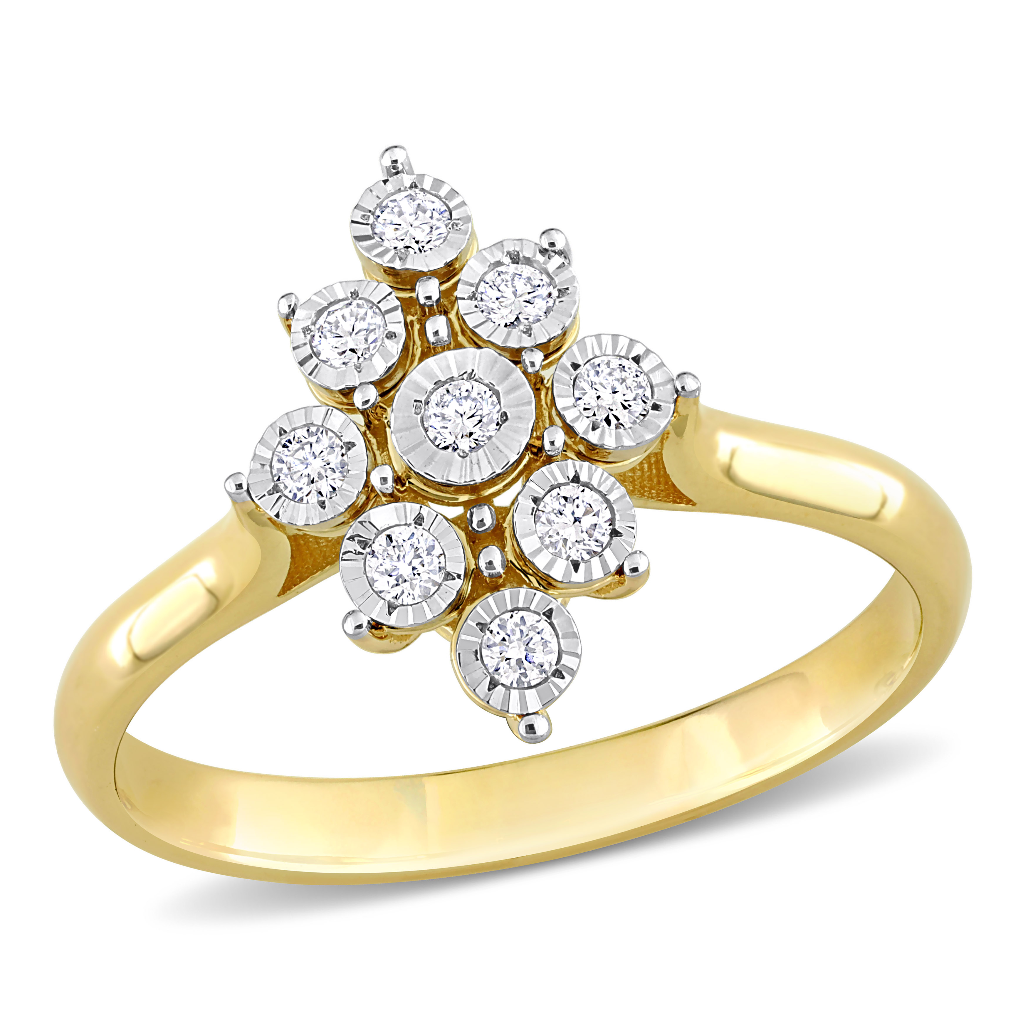 1/8 CT TDW Diamond Astral Ring in 14k Two-Tone White and Yellow Gold
