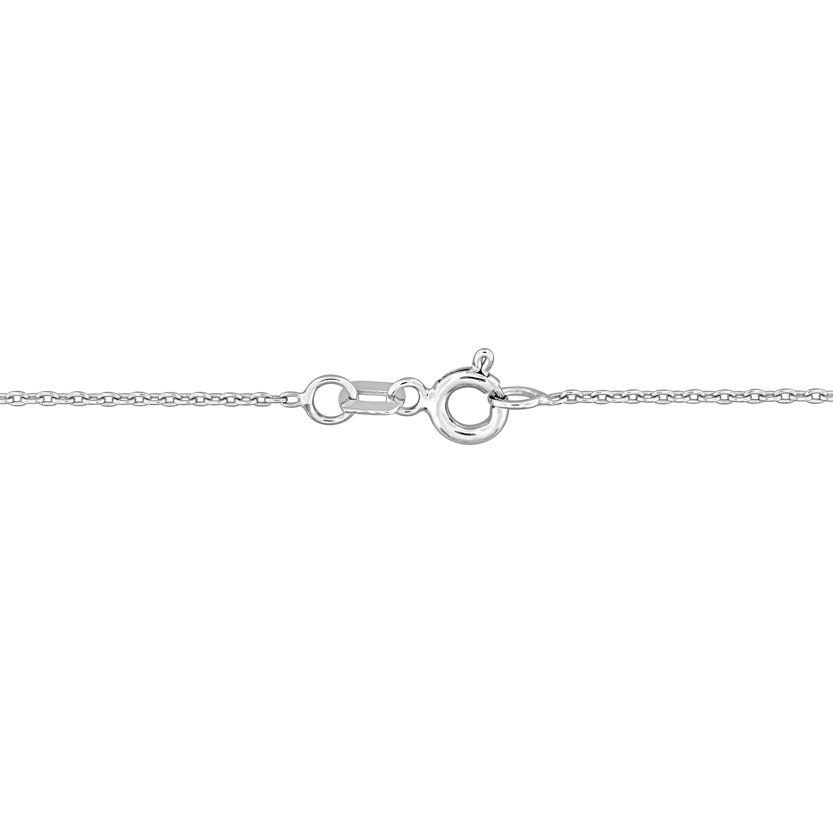 1/7 CT TDW Parallel Baguette and Round-Shaped Diamonds Halo Round Cluster Necklace in 14k White Gold - 16.5 in.