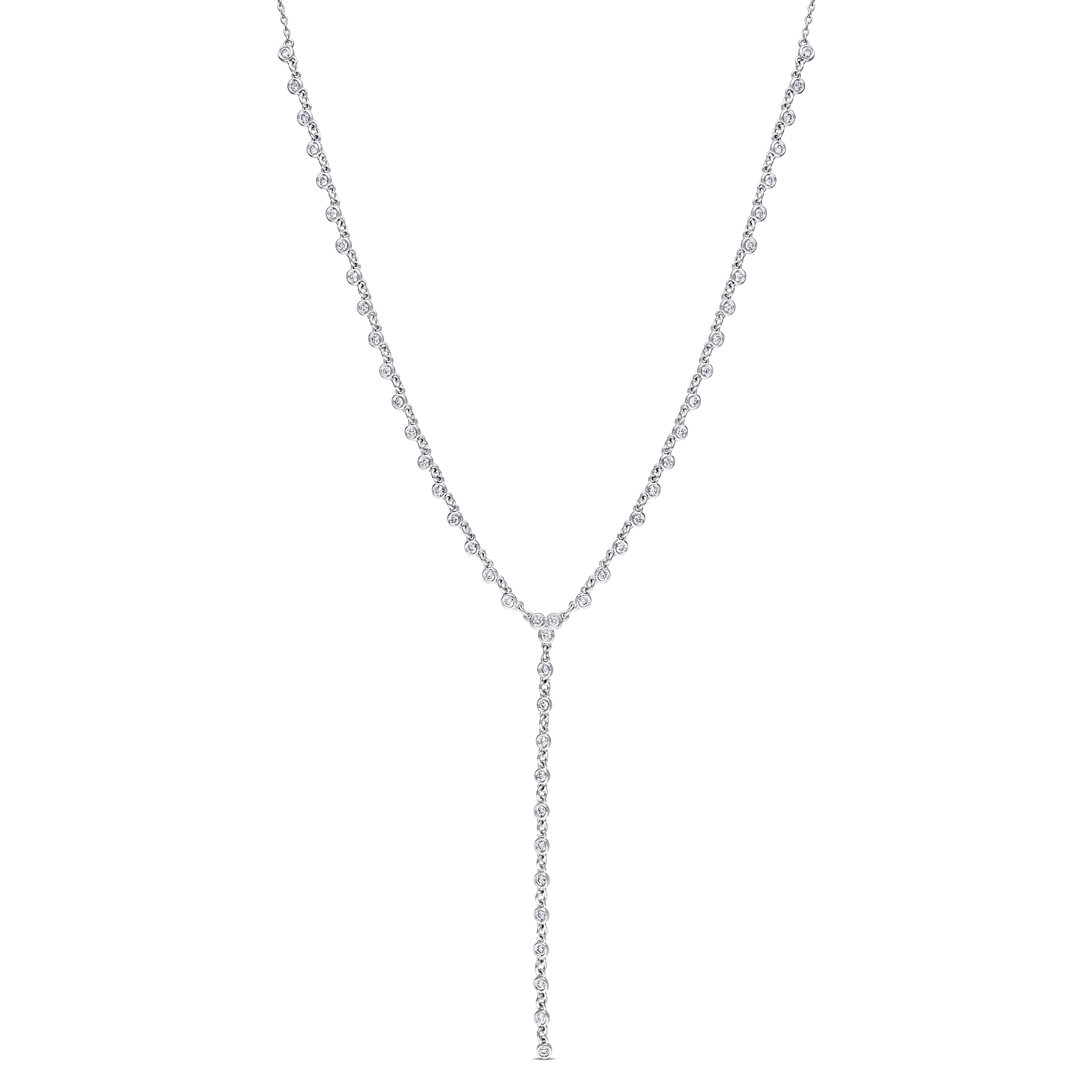 4/5ct TW Diamond Lariat Necklace in 14k White Gold - 15.5 in