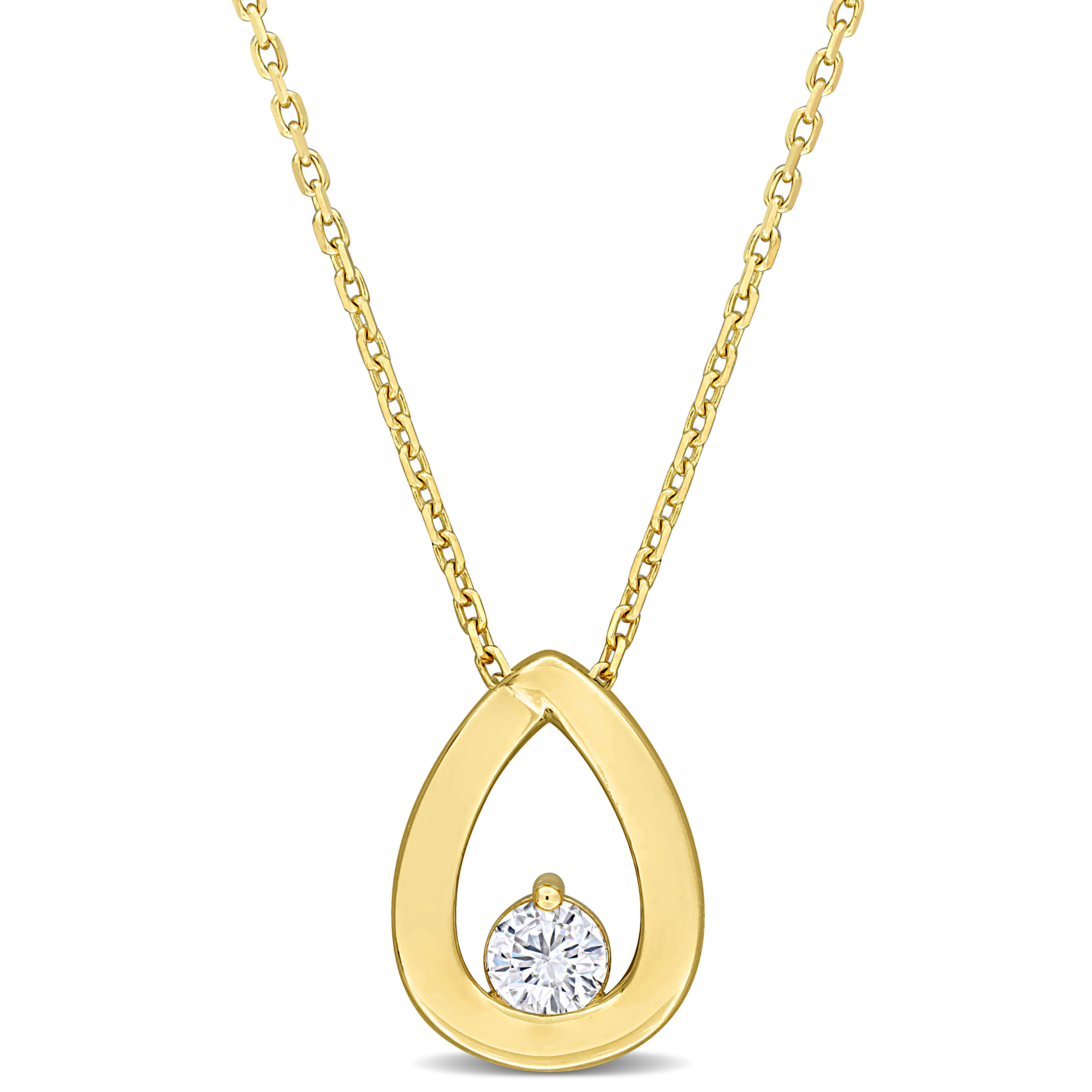 1/5 CT TDW Diamond Tear Necklace in 10k Yellow Gold - 17 in