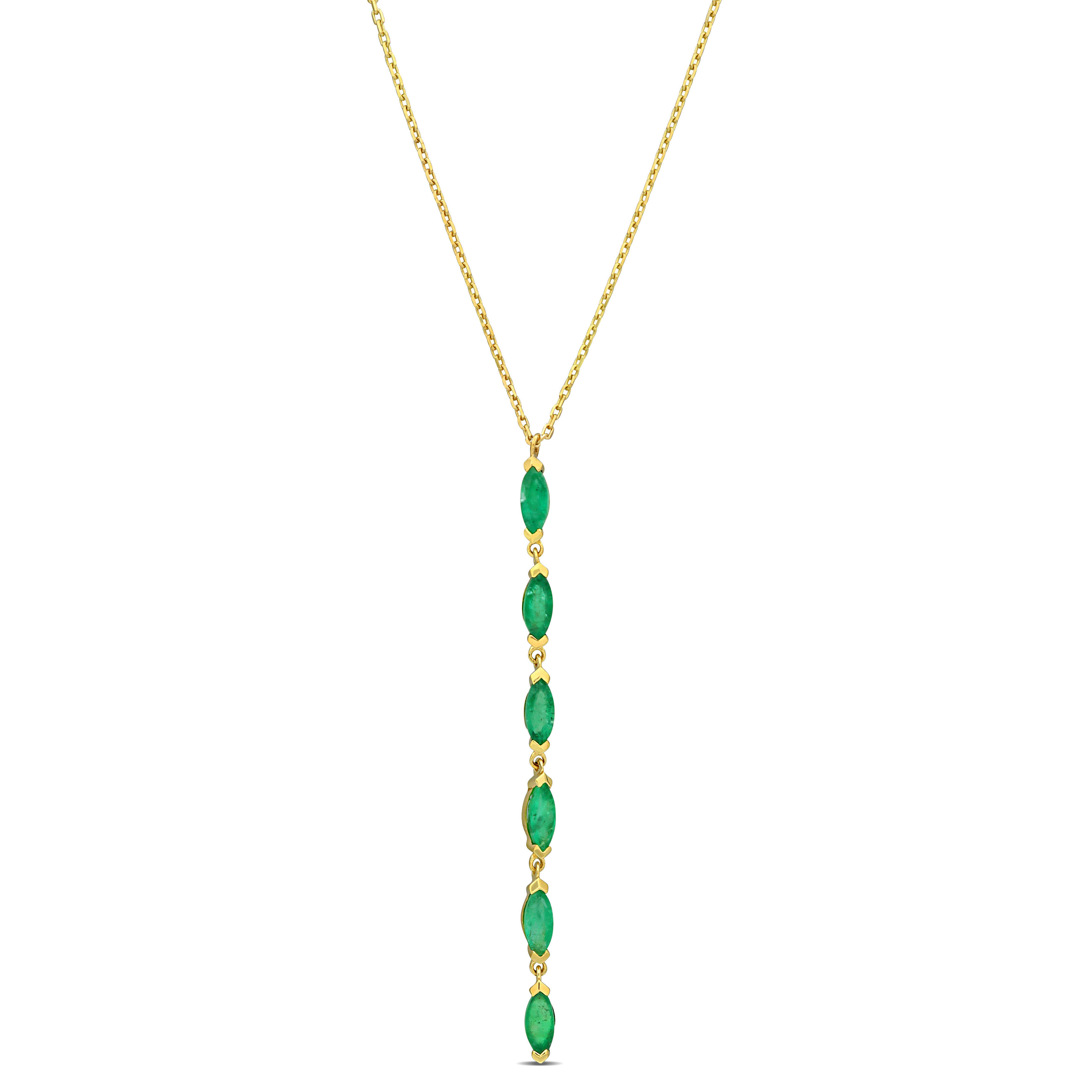 1 2/5 CT TGW Emerald Alternate Lariat Necklace in 10k Yellow Gold - 17 in