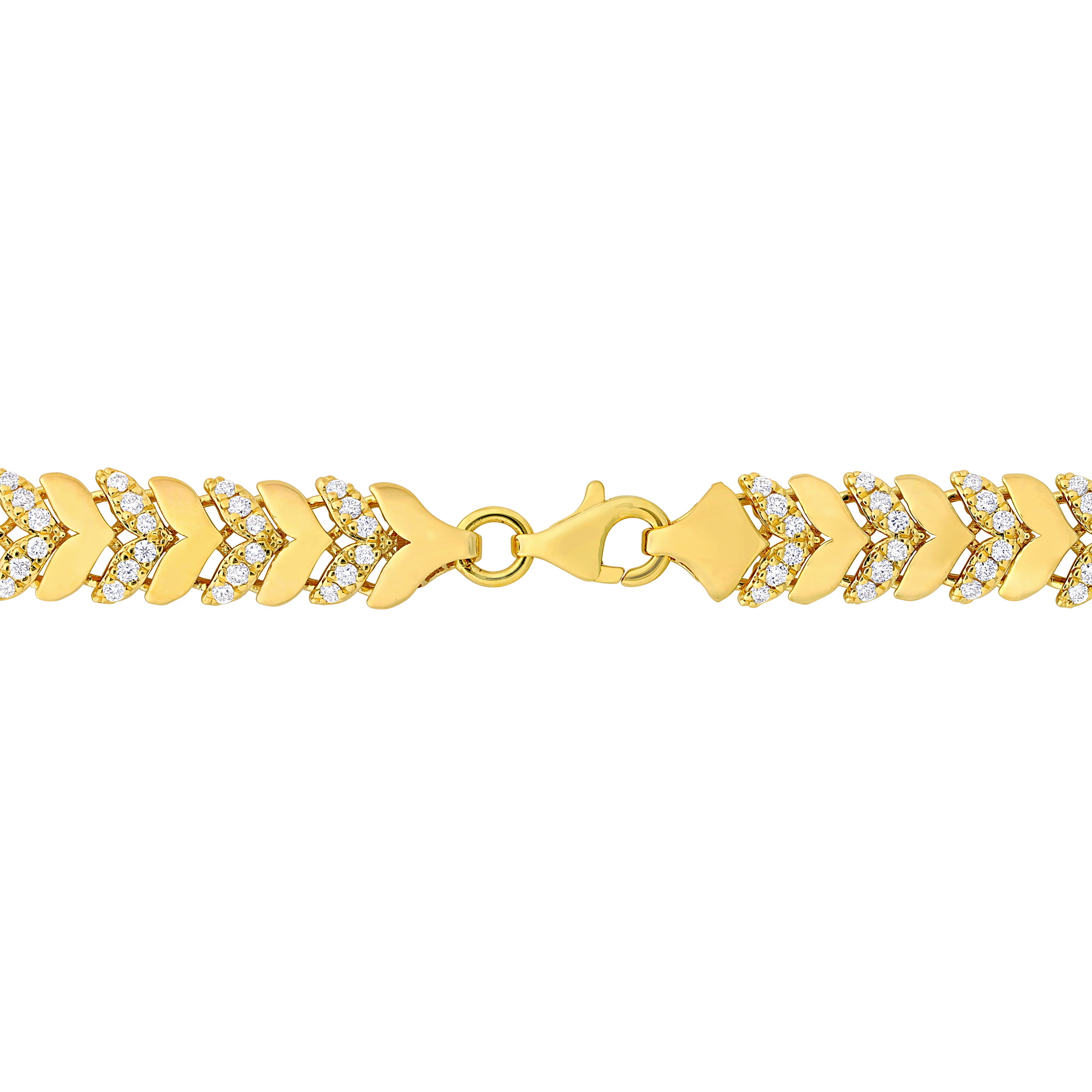 1 1/3 CT TDW Diamond Leaf Tennis Bracelet in 14k Yellow Gold - 7.5 in.