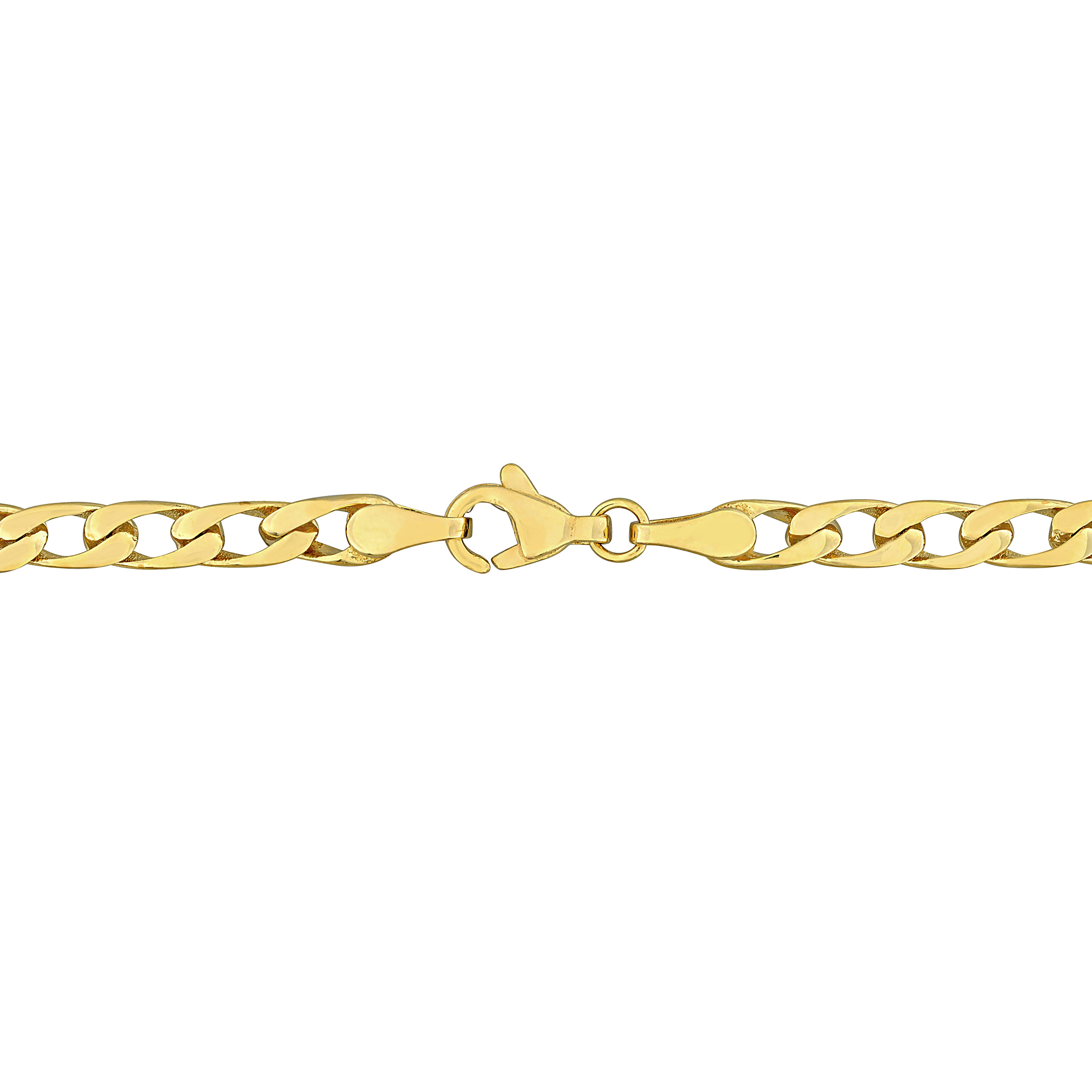 3 CT TGW Oval-cut Ruby Curb Link Station Bracelet in 10k Yellow Gold - 7.5 in.
