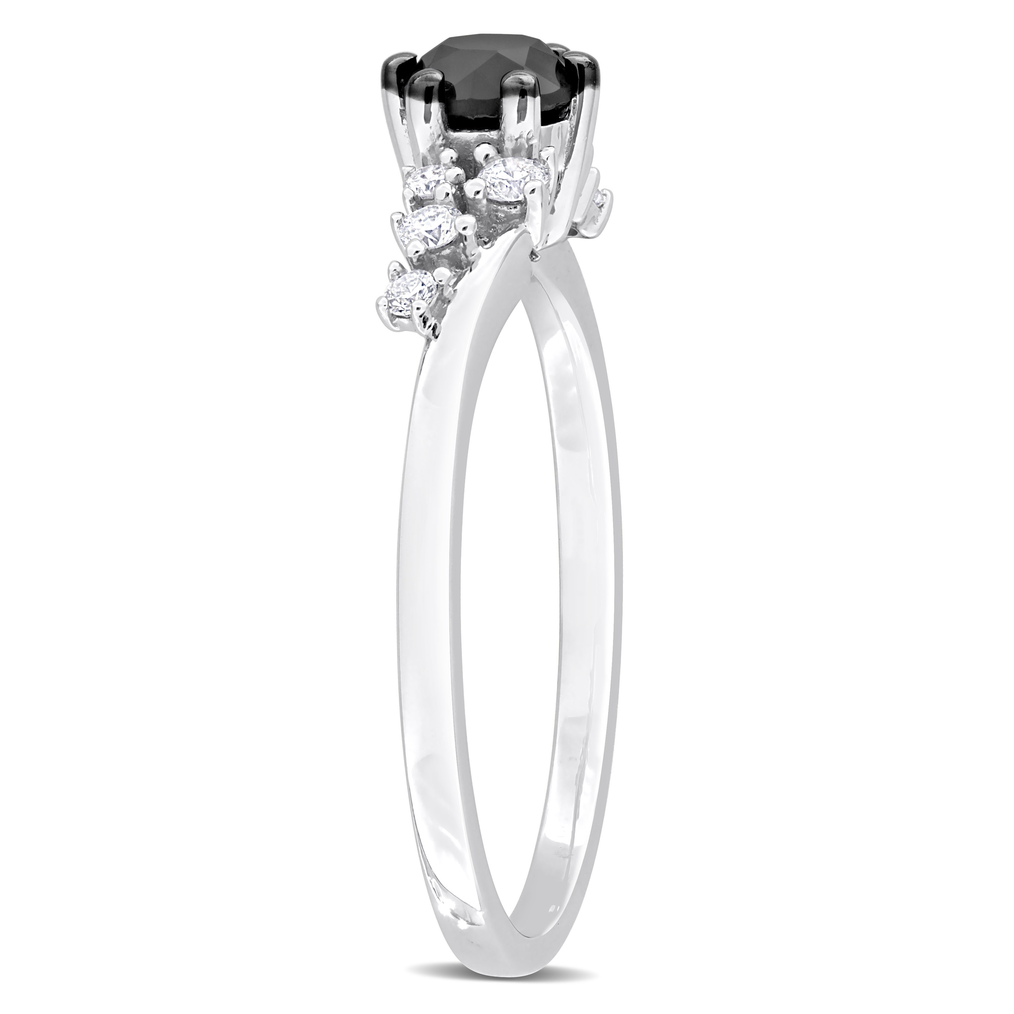 5/8 CT TDW Black and White Diamond Engagement Ring in 14k White Gold