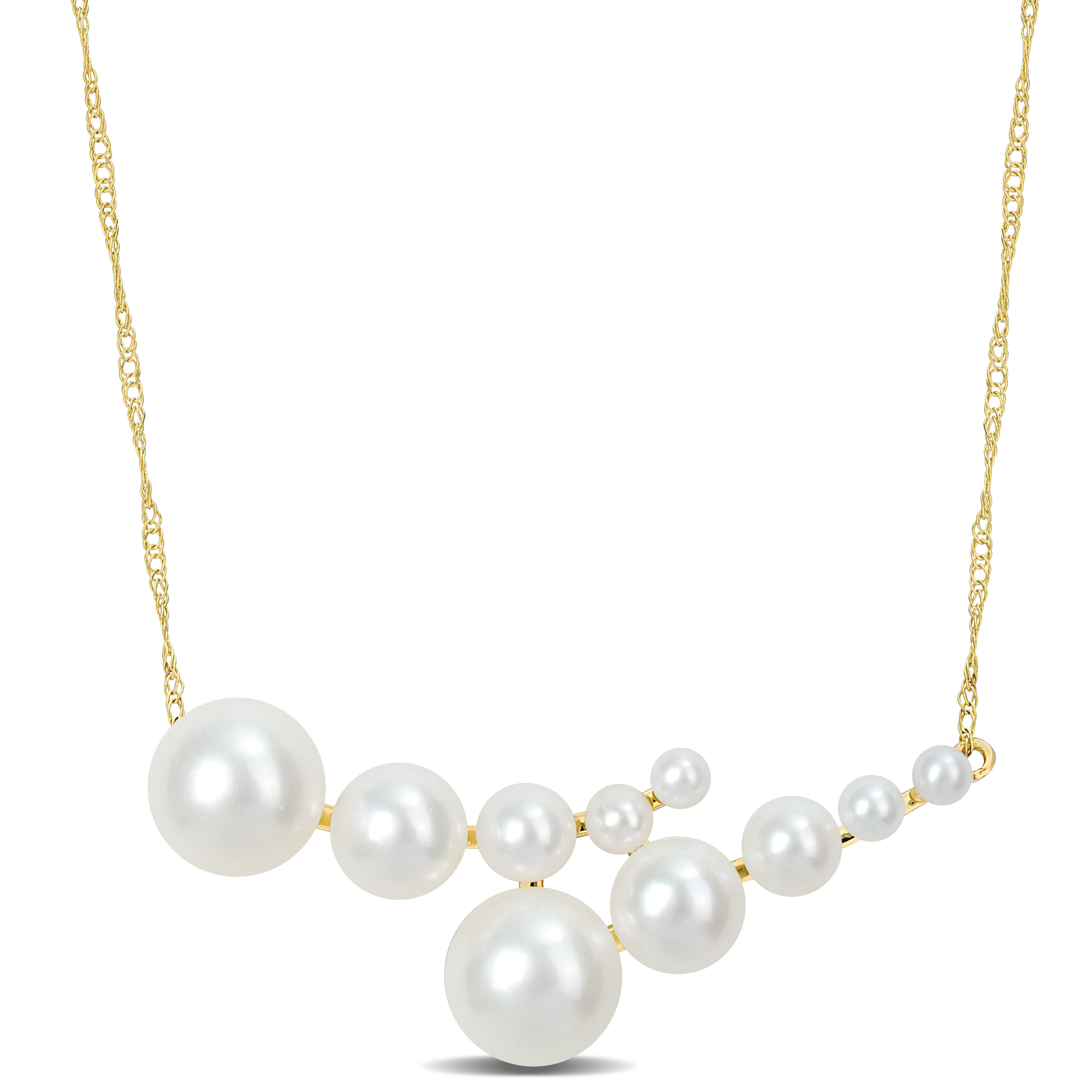 2-7 MM Graduated Cultured Freshwater Pearl Necklace in 14k Yellow Gold - 17 in.