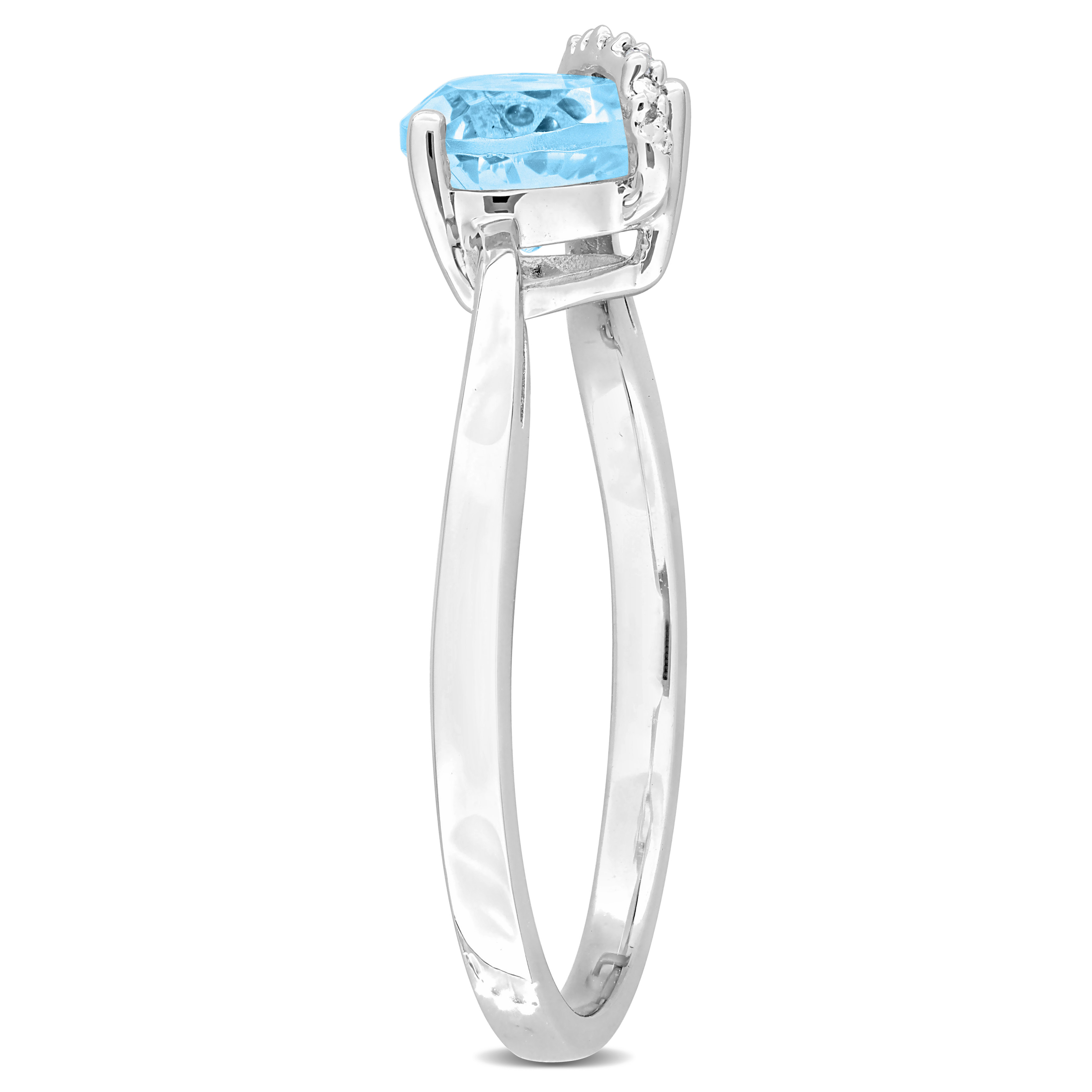 1 CT TGW Heart Shape Sky Blue Topaz and Diamond Accent Wrap Ring in Sterling Silver