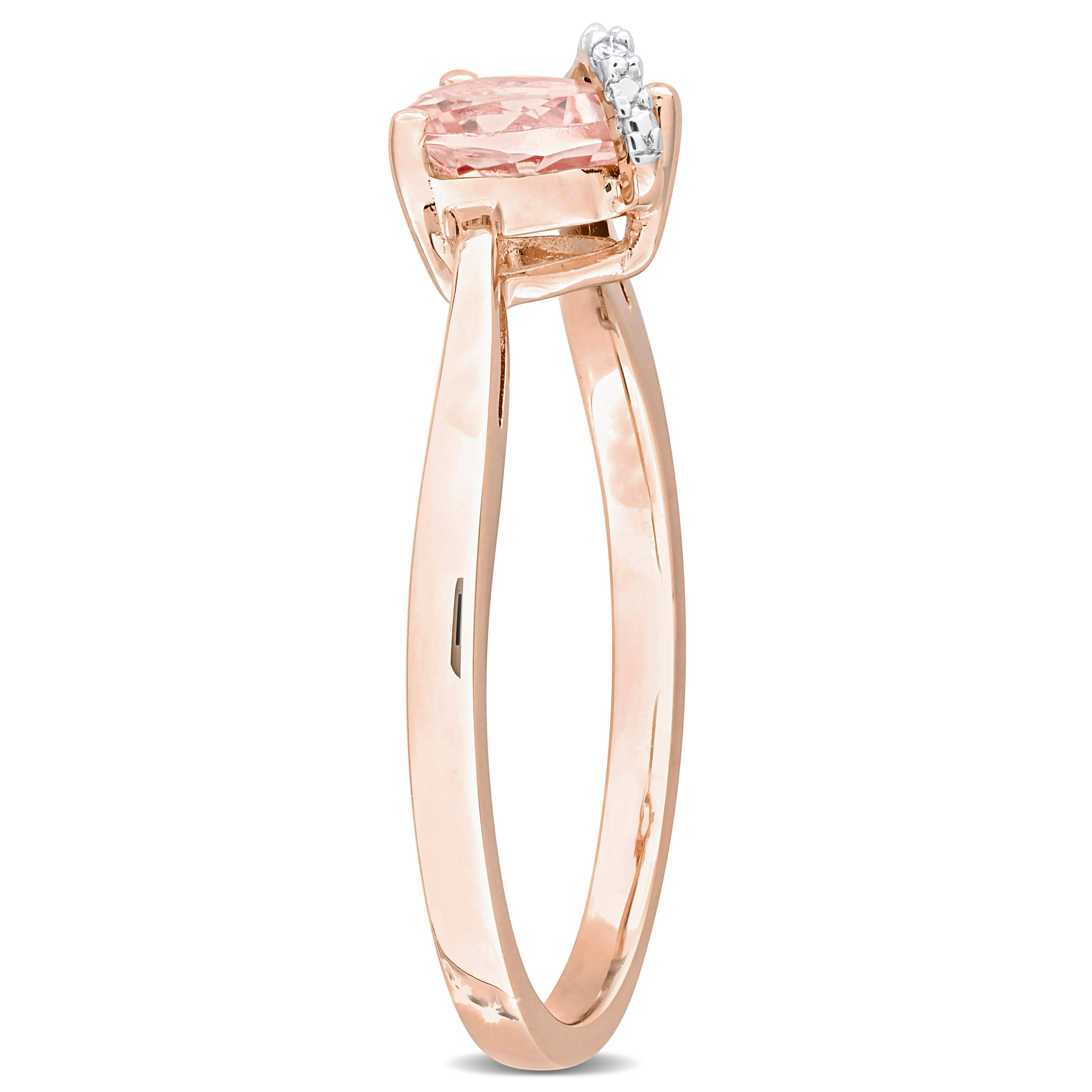 5/8 CT TGW Heart Shape Morganite and Diamond Accent Wrap Ring in Rose Plated Sterling Silver