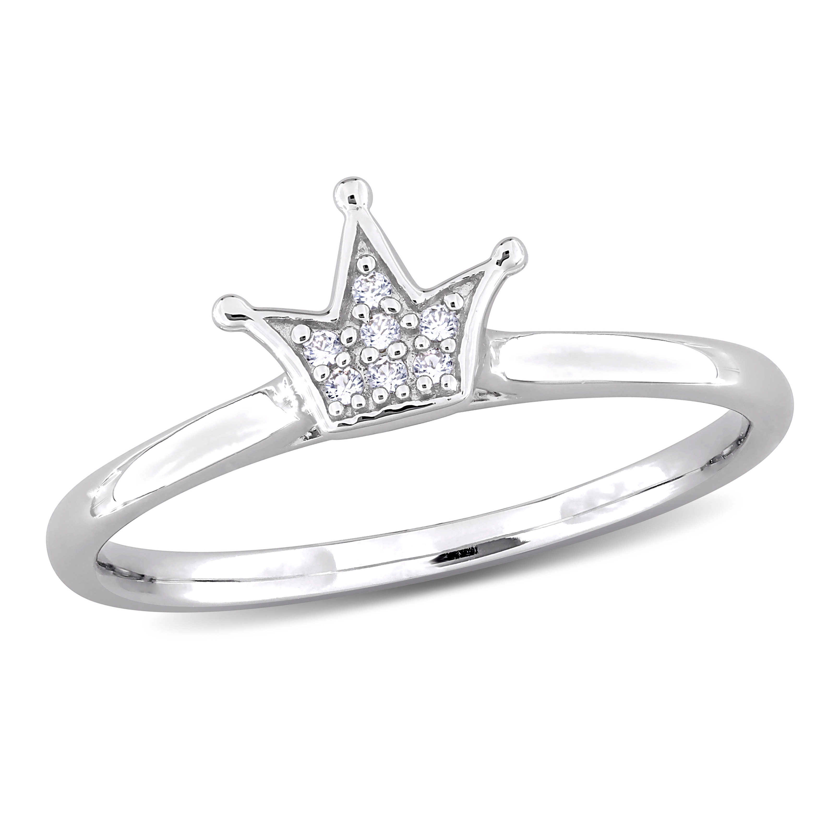 Created White Sapphire Cluster Crown Ring in Sterling Silver