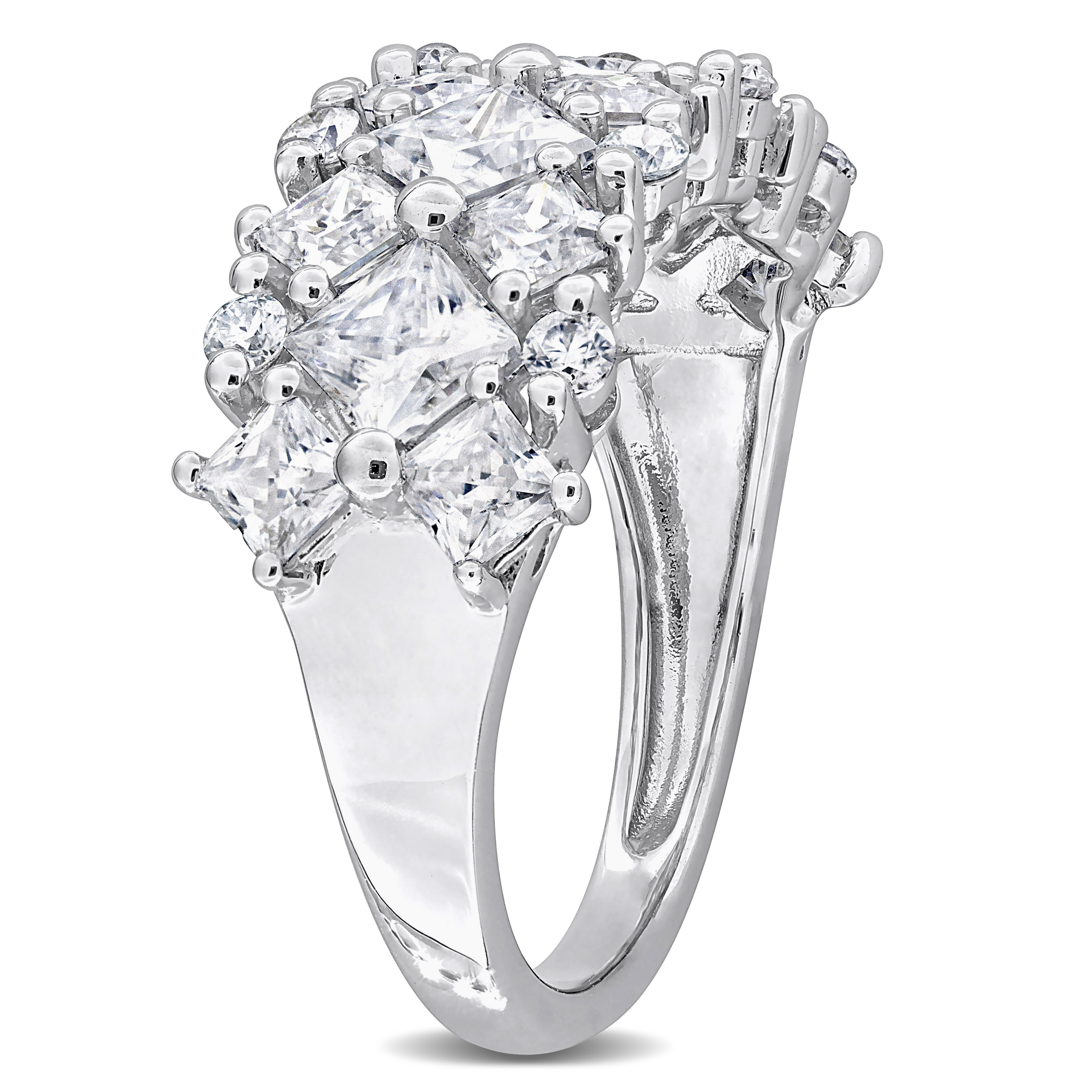 3 5/8 CT DEW Created Moissanite Cluster Ring in Sterling Silver