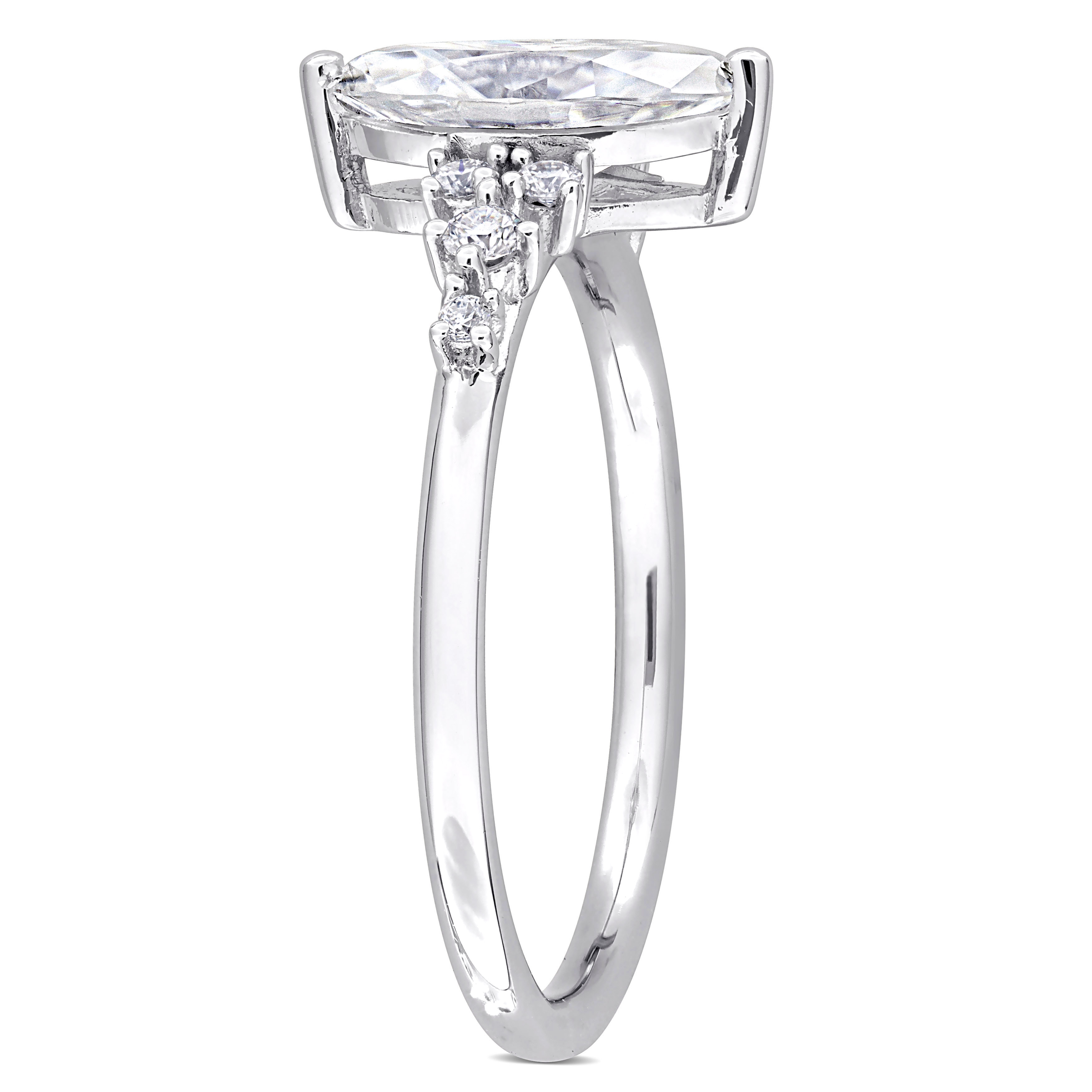 1 1/8 CT DEW Marquise-Cut Created Moissanite Engagement Ring in Sterling Silver