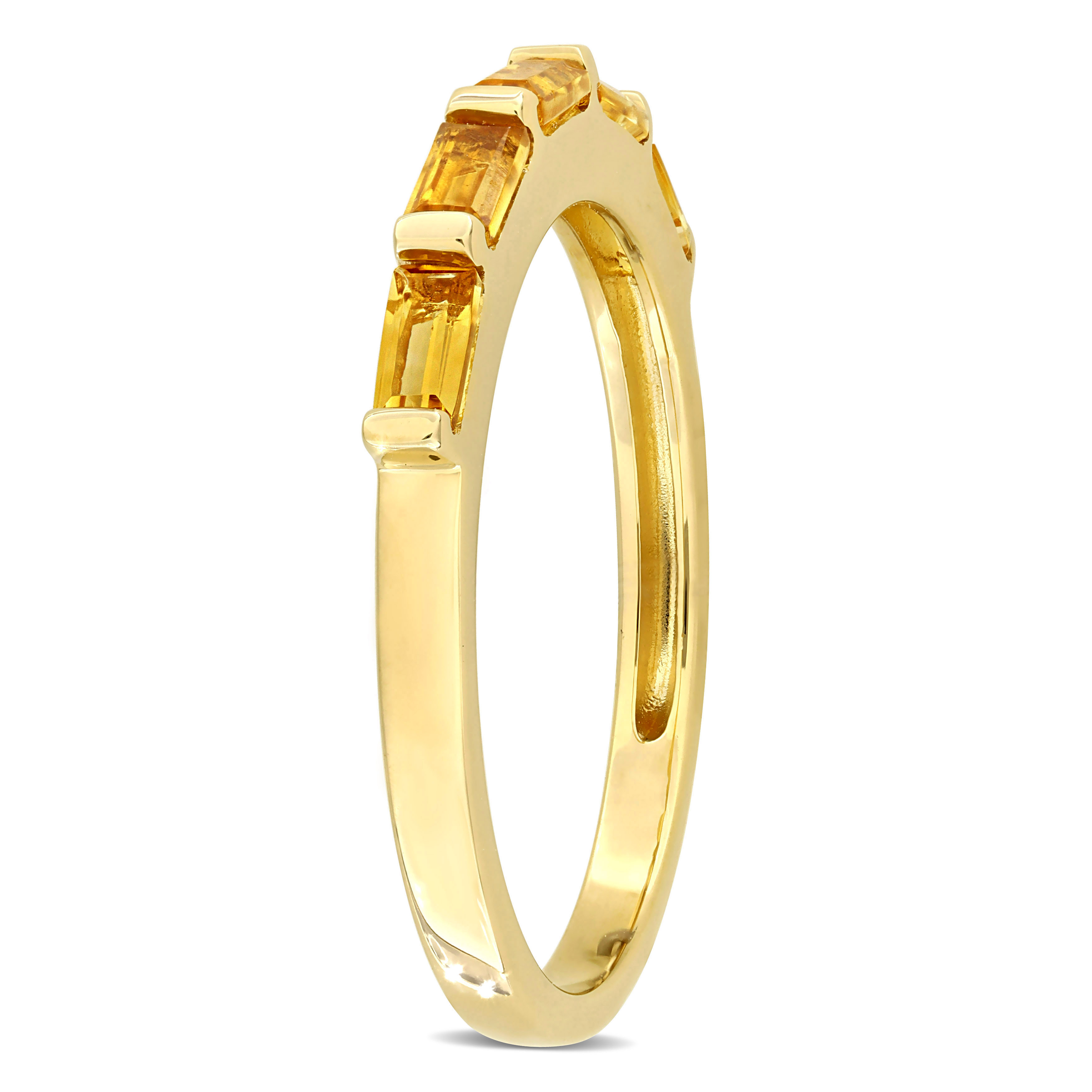 5/8 CT TGW Baguette-Cut Citrine Anniversary Band Ring in 10k Yellow Gold