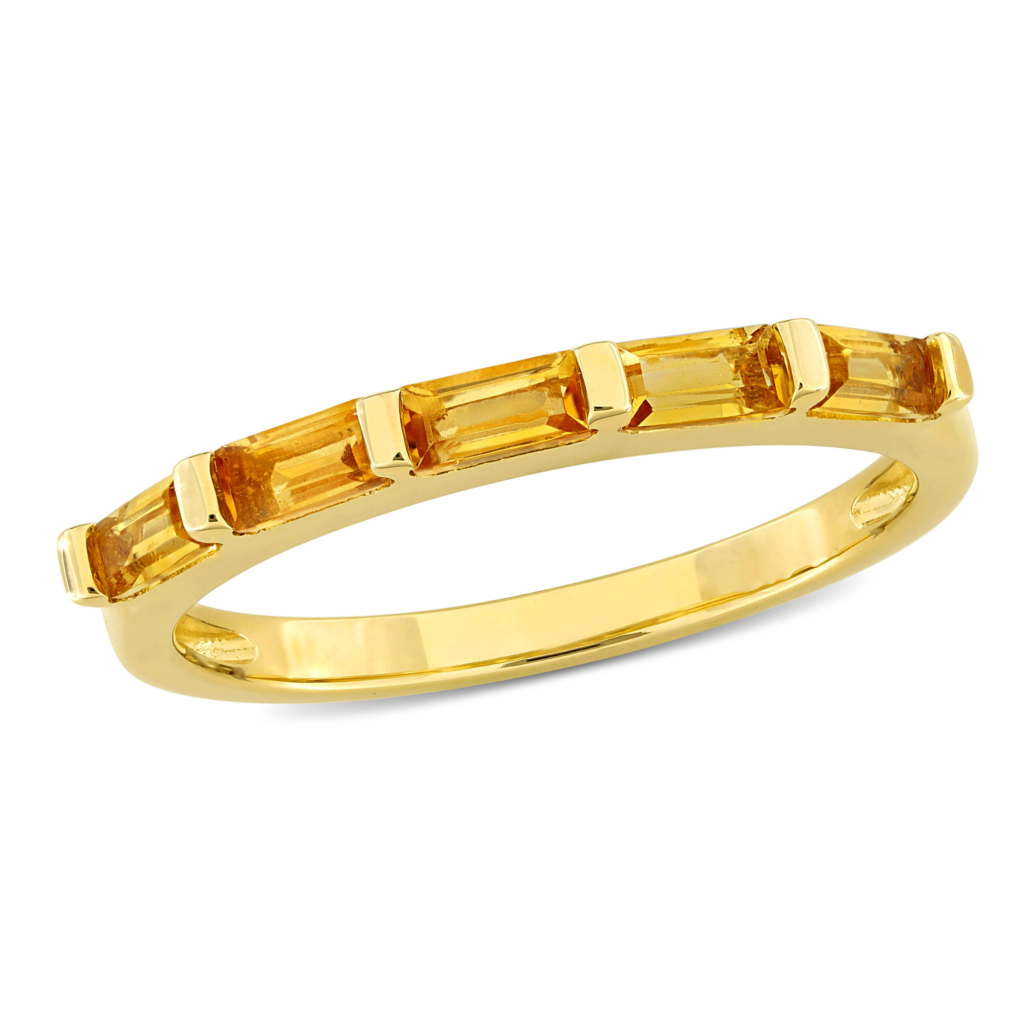 5/8 CT TGW Baguette-Cut Citrine Anniversary Band Ring in 10k Yellow Gold
