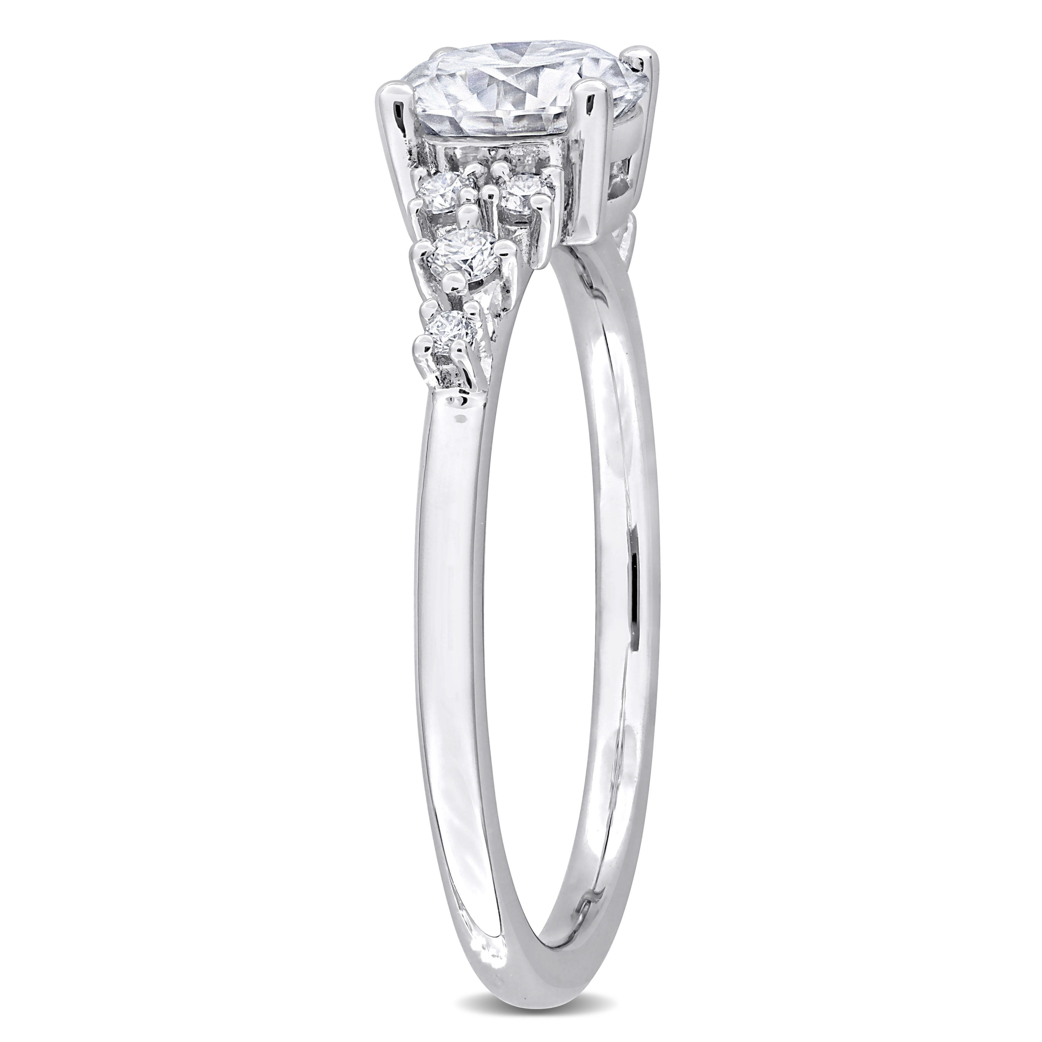 1 CT DEW Created Moissanite Engagement Ring in Sterling Silver