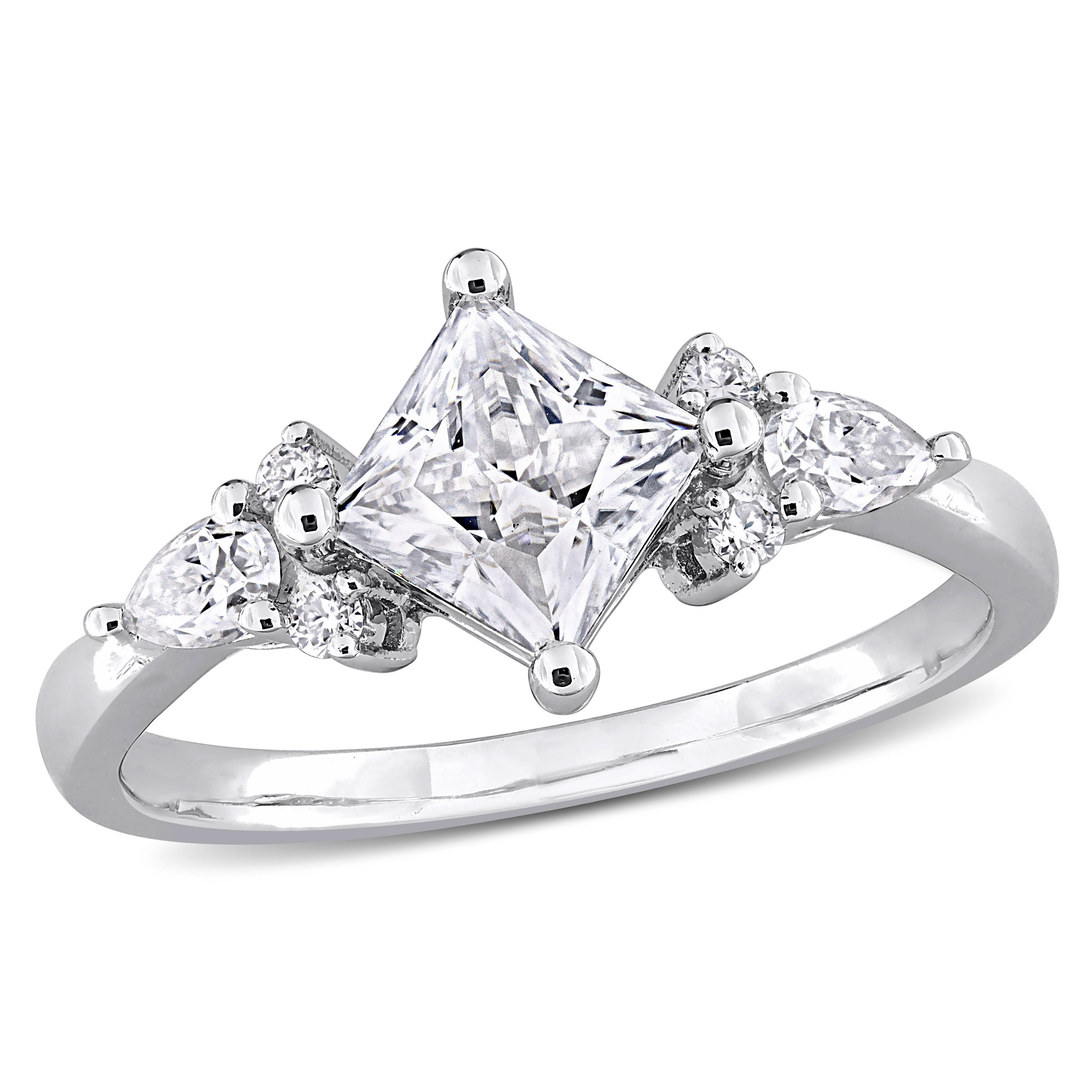 1 2/5 CT DEW Princess-cut Created Moissanite Engagement Ring in Sterling Silver