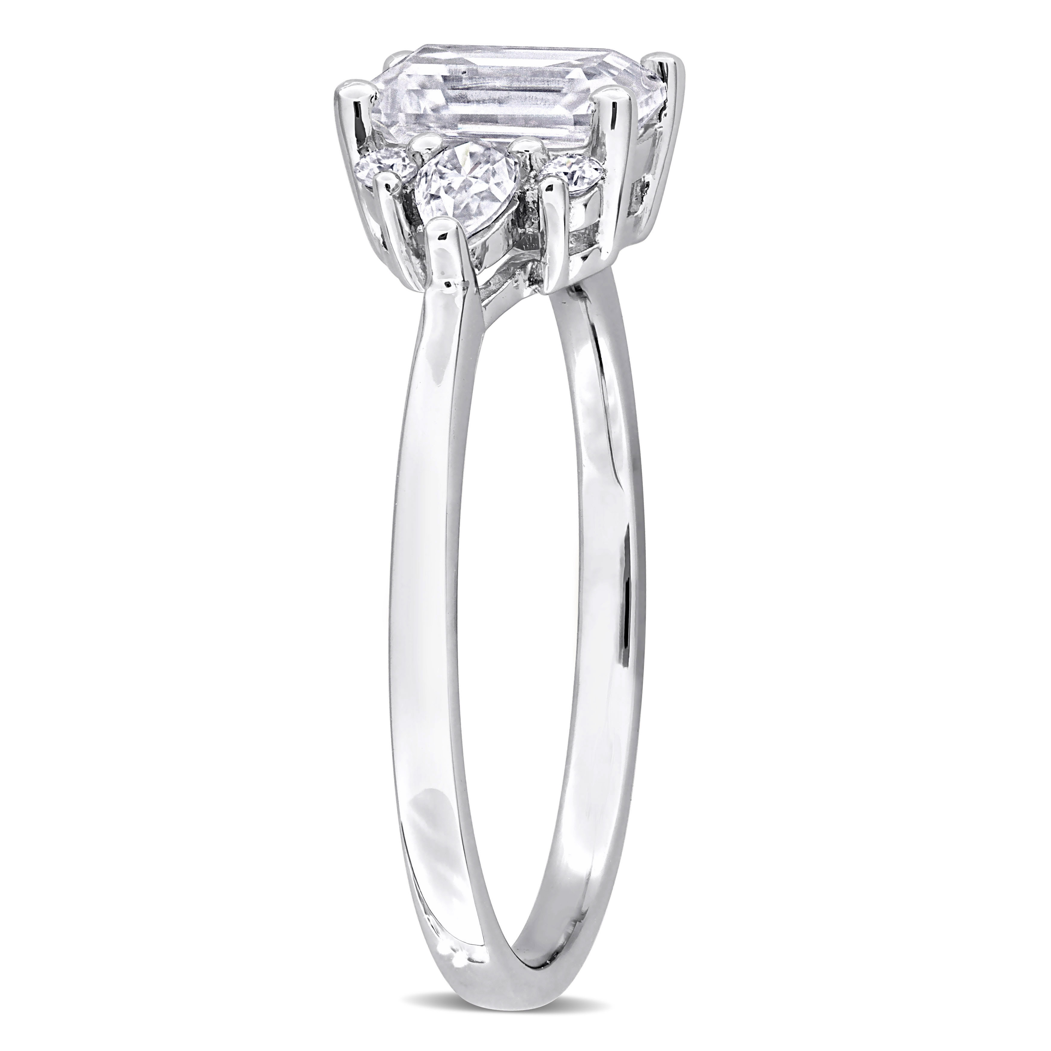 1 2/5 CT DEW Octagon-Cut Created Moissanite Engagement Ring in Sterling Silver