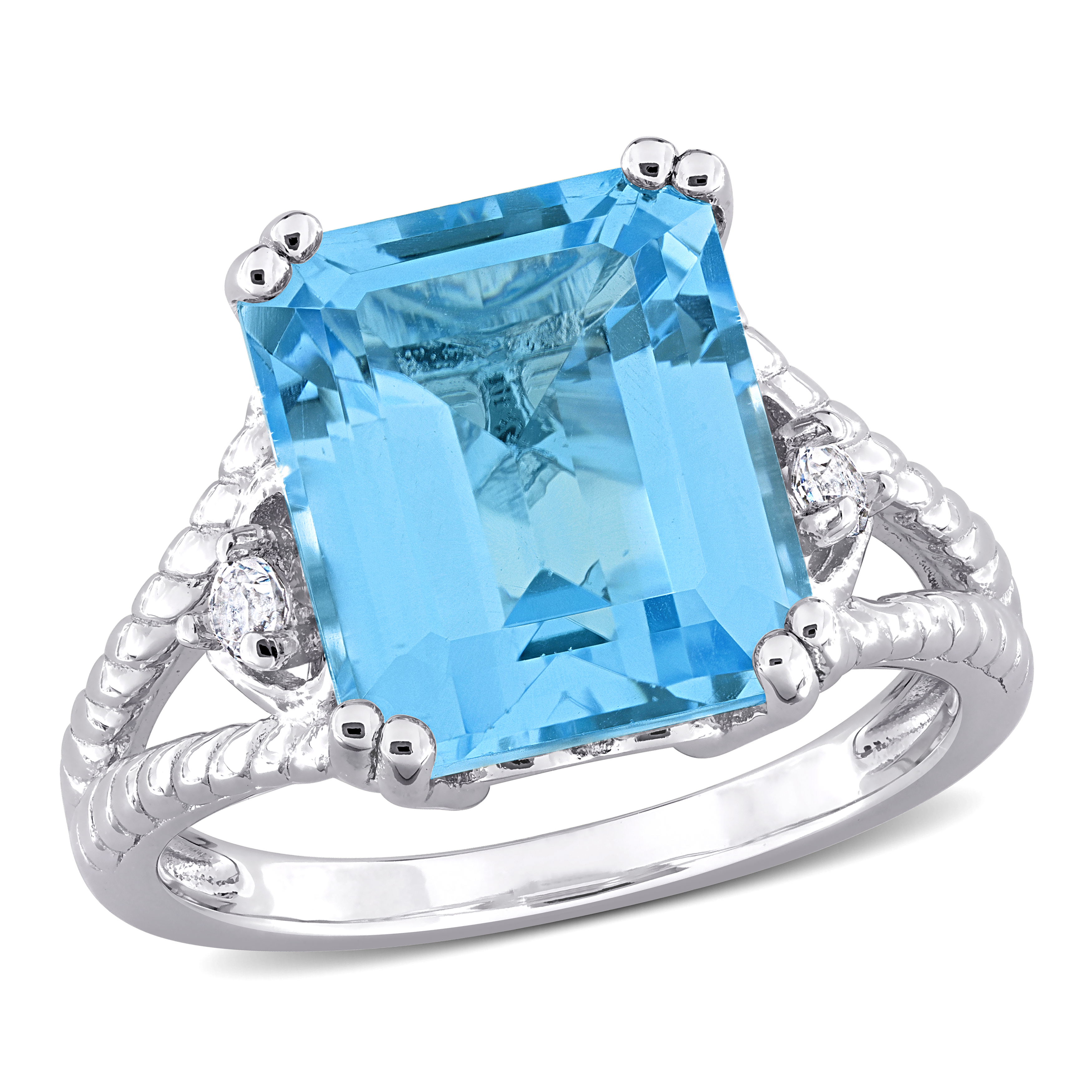 7 3/5ct TGW Sky Blue & White Topaz Cocktail Ring in Sterling Silver