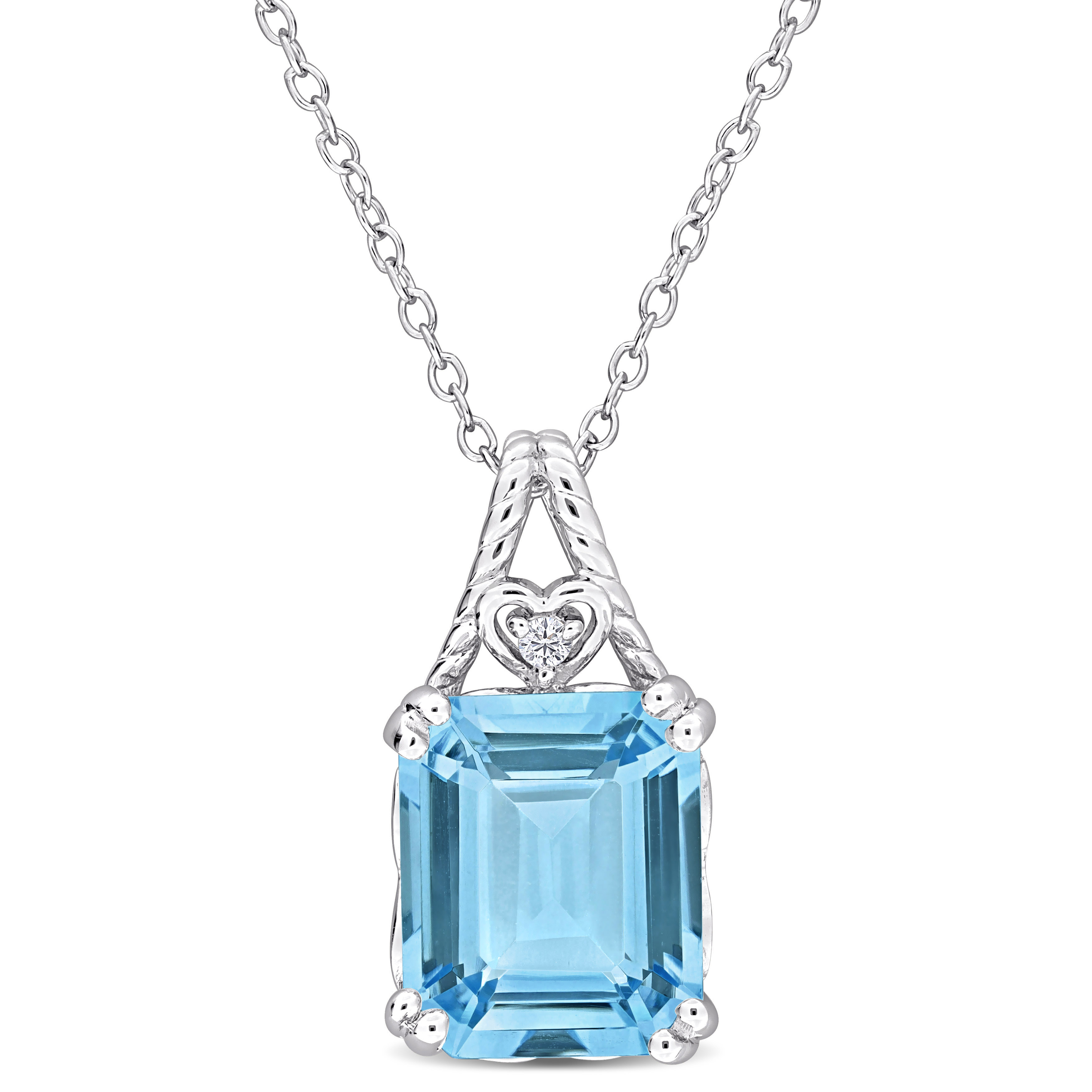 7 1/2ct TGW Sky Blue & White Topaz Pendant with Chain in Sterling Silver - 18 in