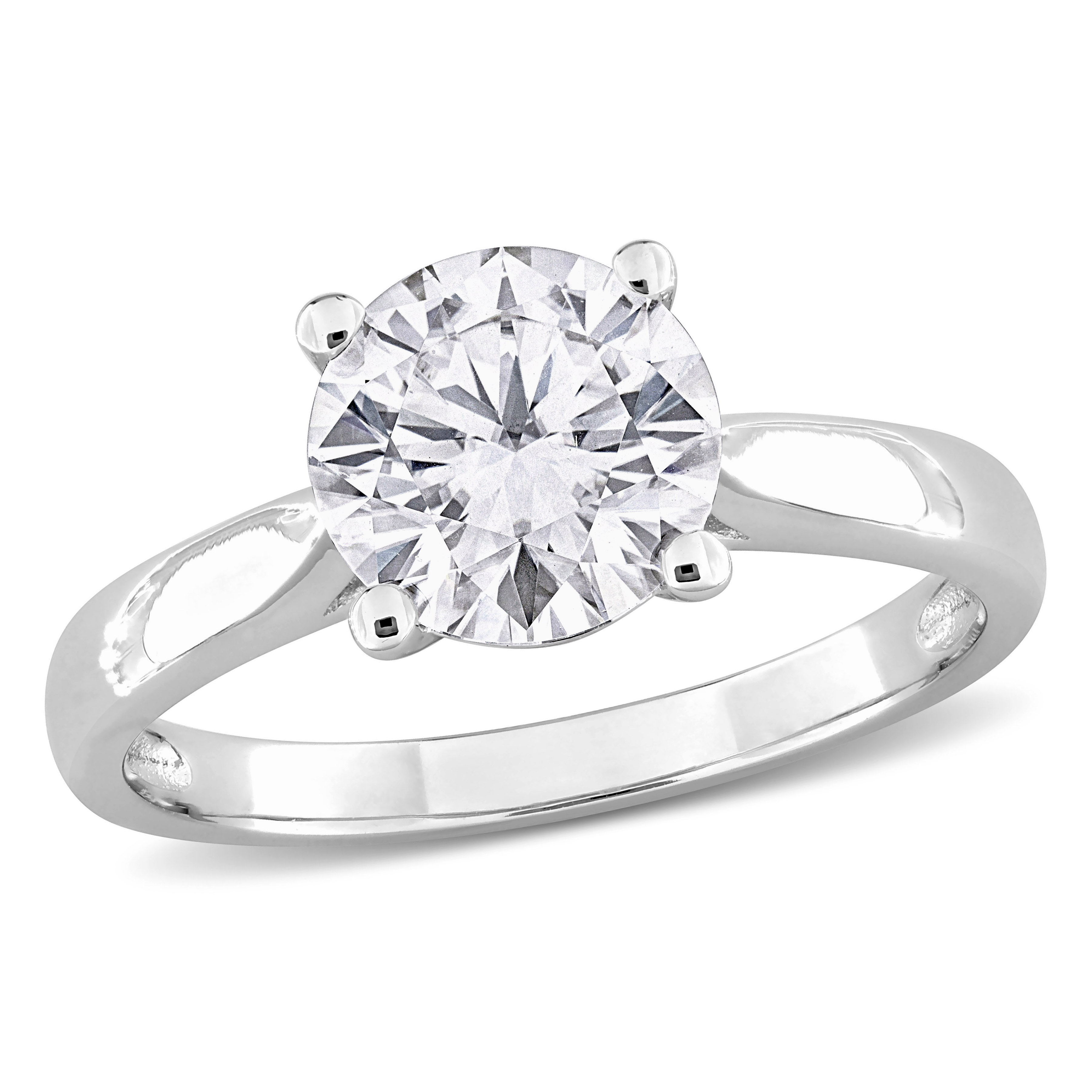 1 4/5 CT DEW Round-cut Created Moissanite Solitaire Ring in Sterling Silver