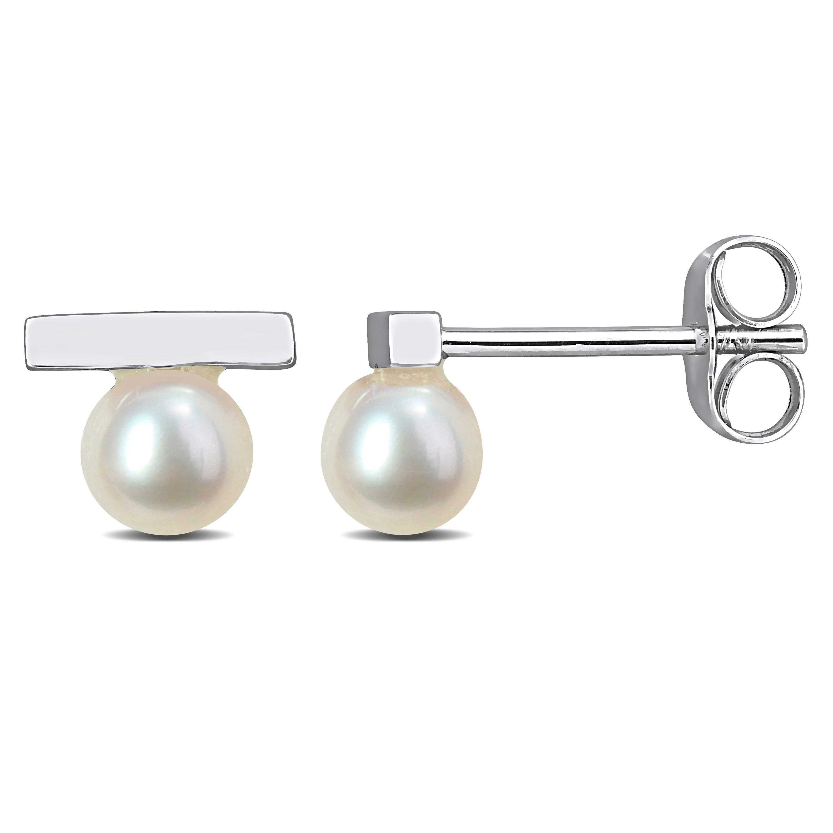 4-4.5mm Cultured Freshwater Pearl Stud Earrings in 10k White Gold