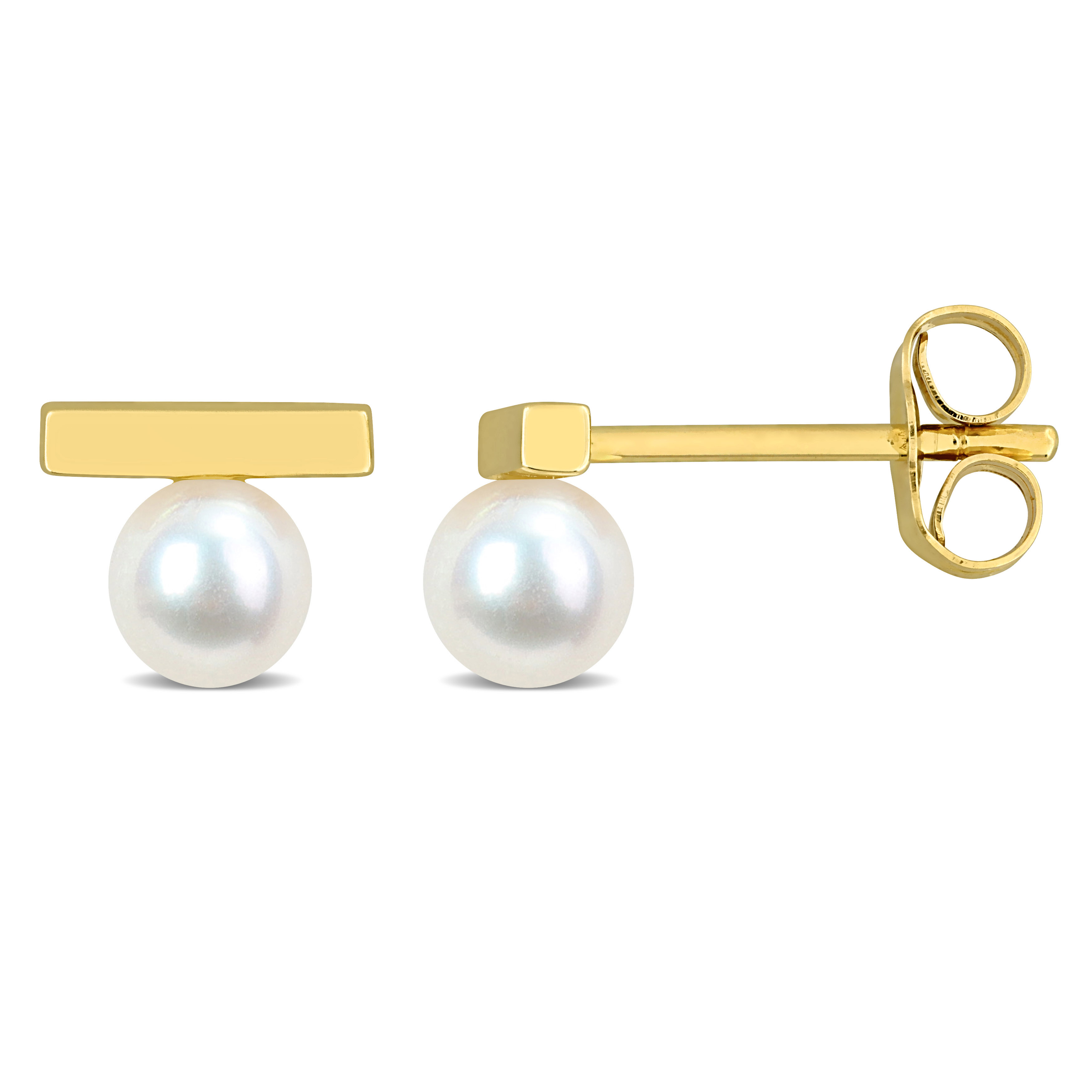 4-4.5mm Freshwater Cultured Pearl Stud Earrings in 10k Yellow Gold