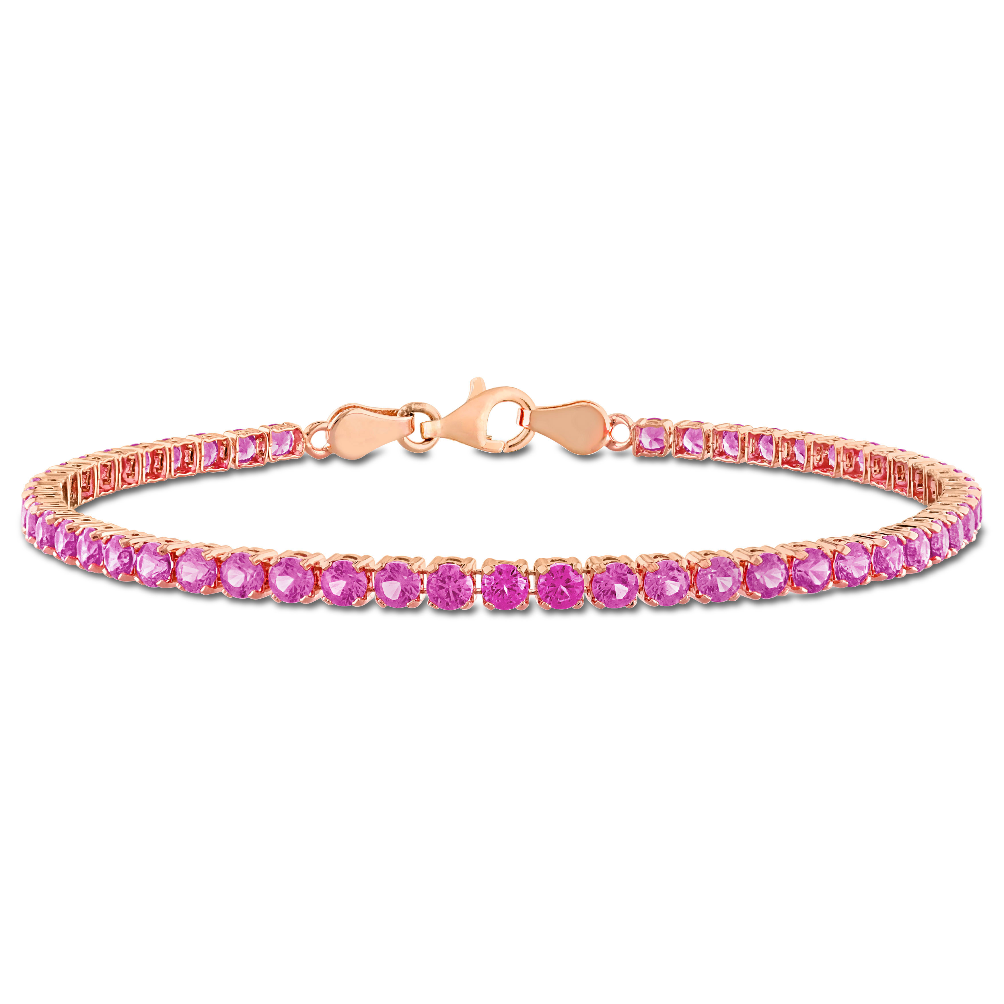 5 1/10ct TGW Simulated Morganite Tennis Bracelet in Rose Plated Sterling Silver - 7.25 in