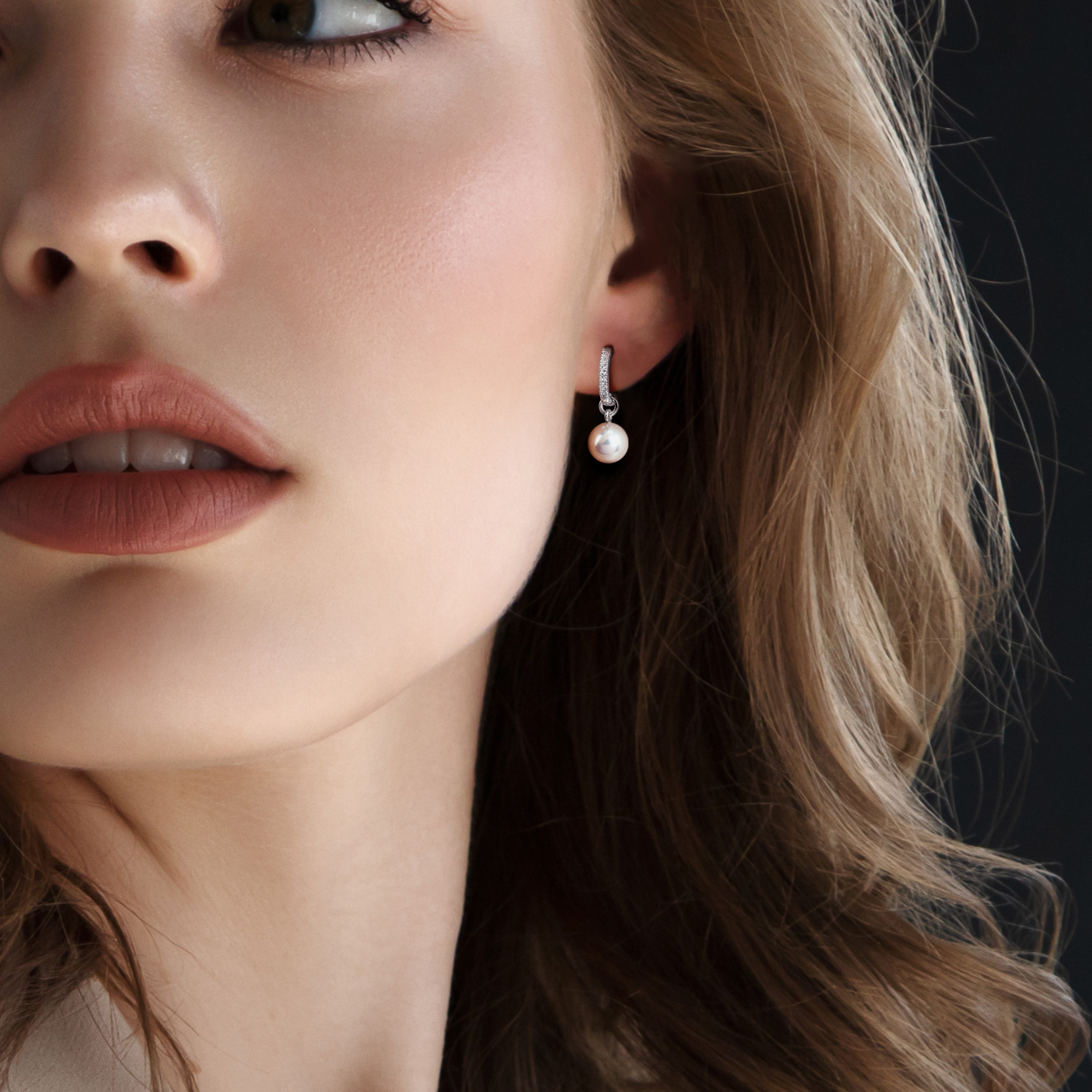 9-9.5mm Cultured Freshwater Pearl and 1/3ct TGW White Topaz Drop Earrings in Sterling Silver