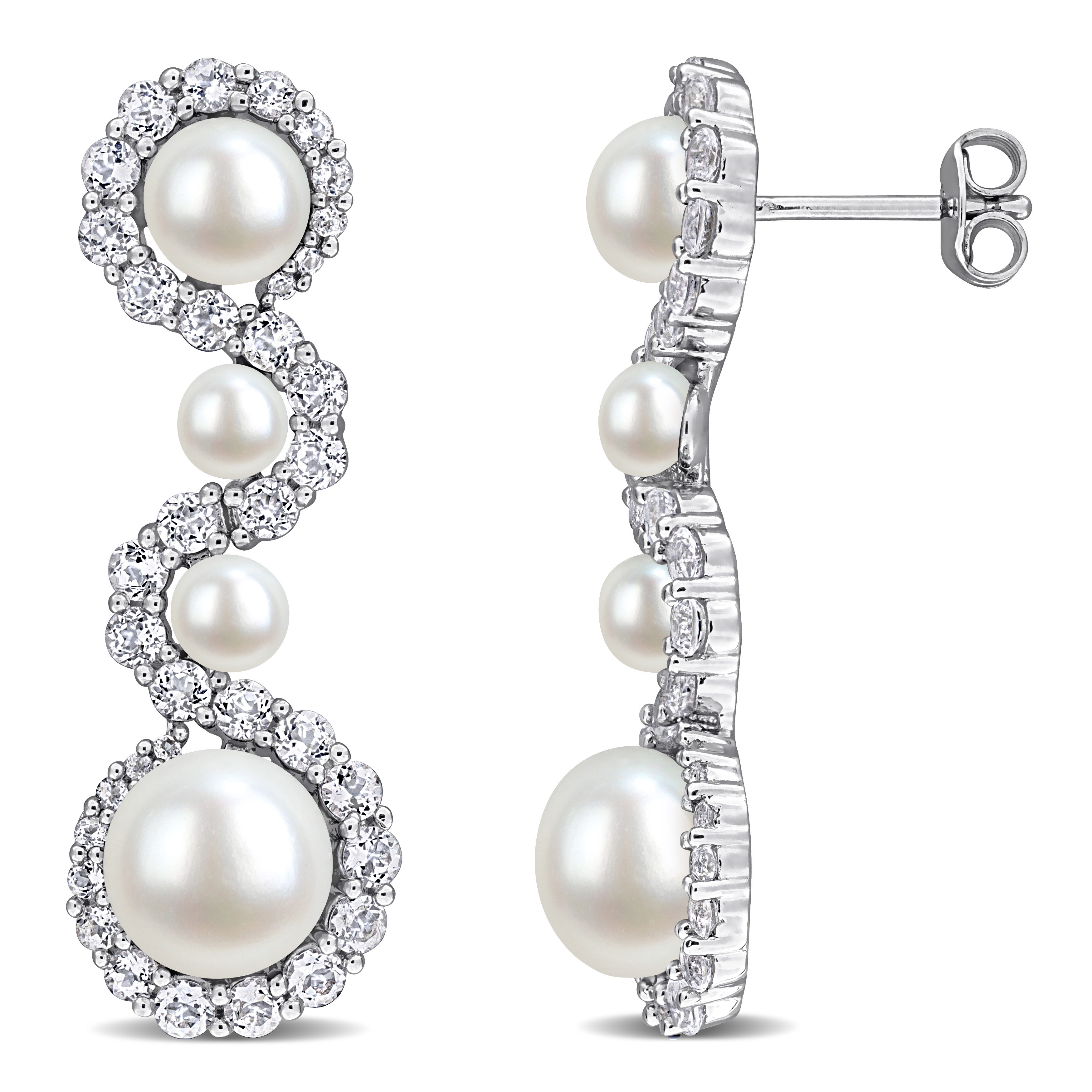 8-8.5 MM Black Tahitian Cultured Pearl and 1/4 CT TGW White