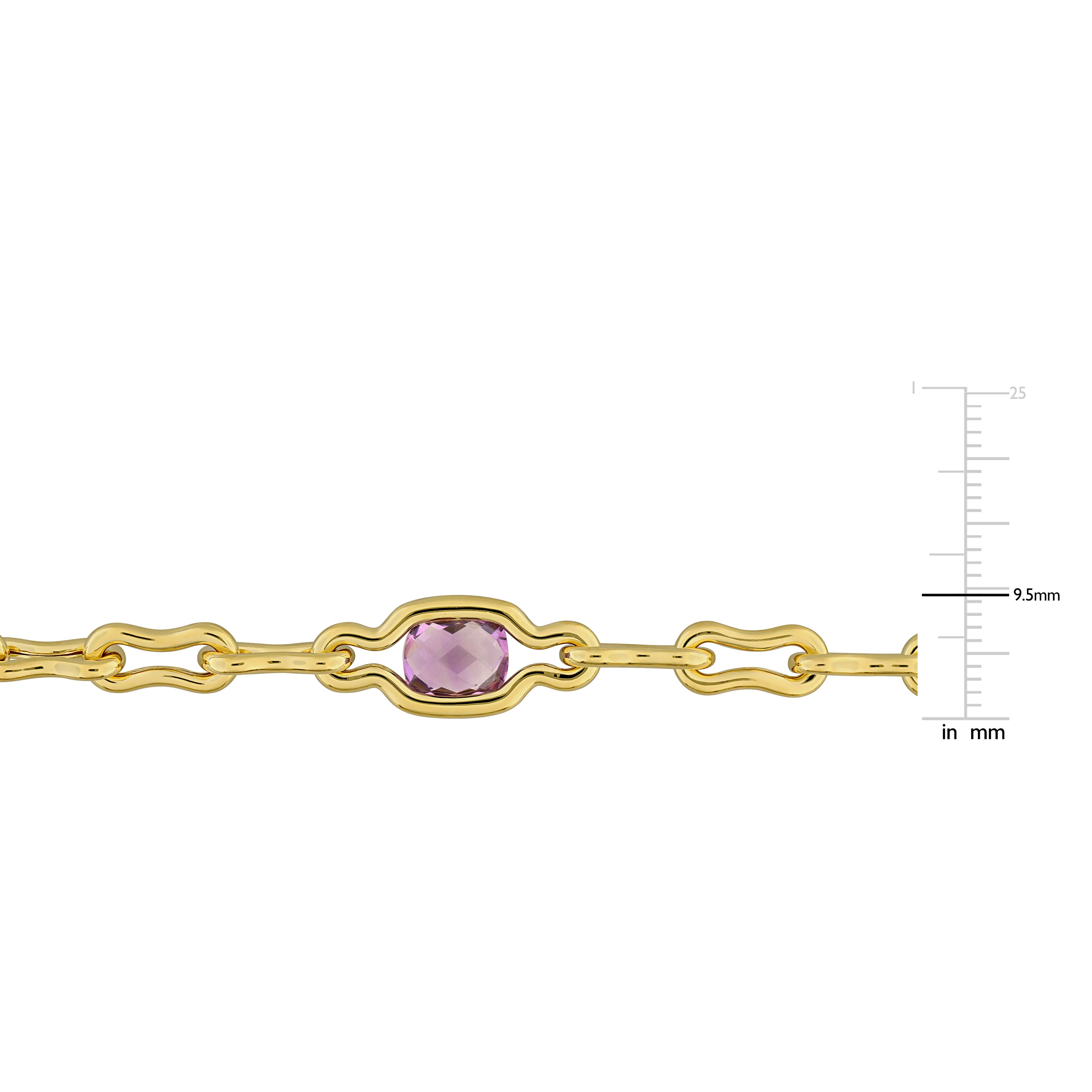 7 1/2ct TGW Amethyst Station Link Necklace in Yellow Plated Sterling Silver - 17 in