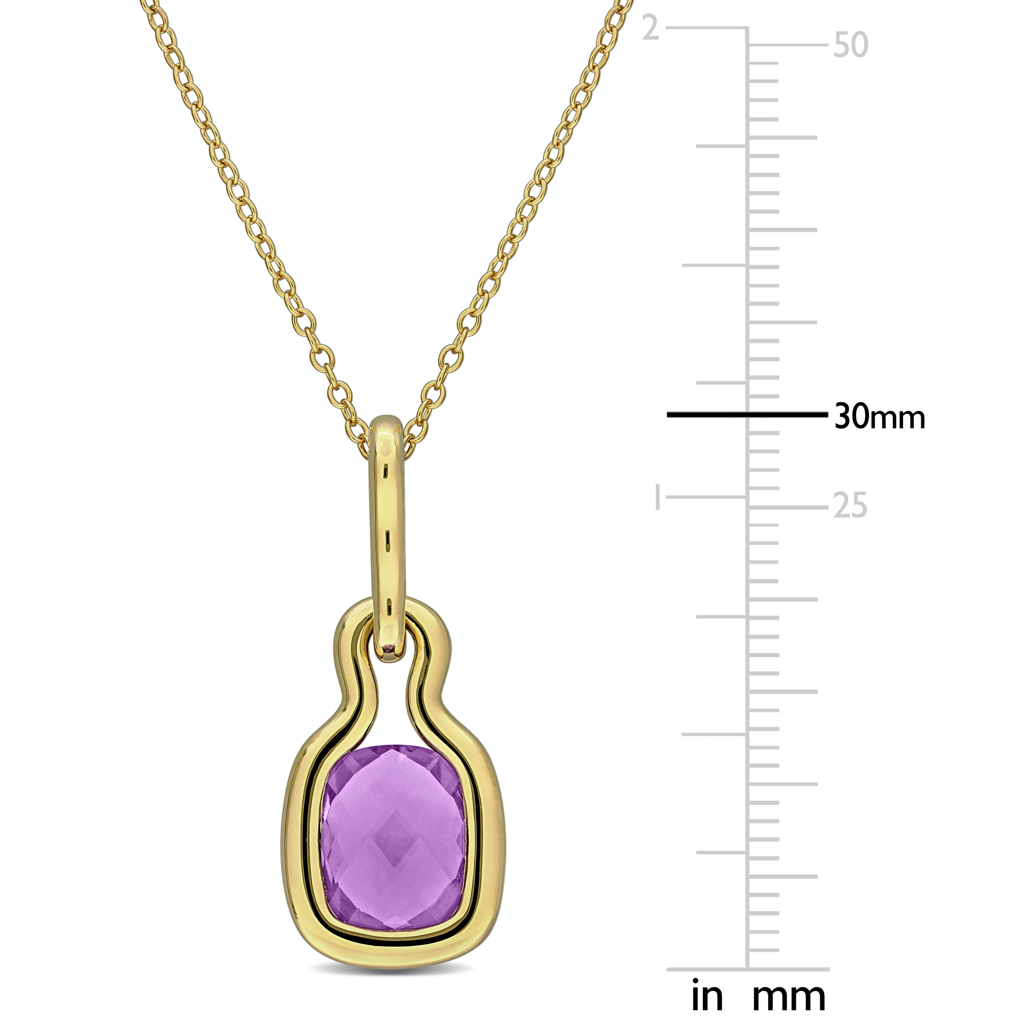 2 5/8ct TGW Amethyst Pendant with Chain in Yellow Plated Sterling Silver - 17 in