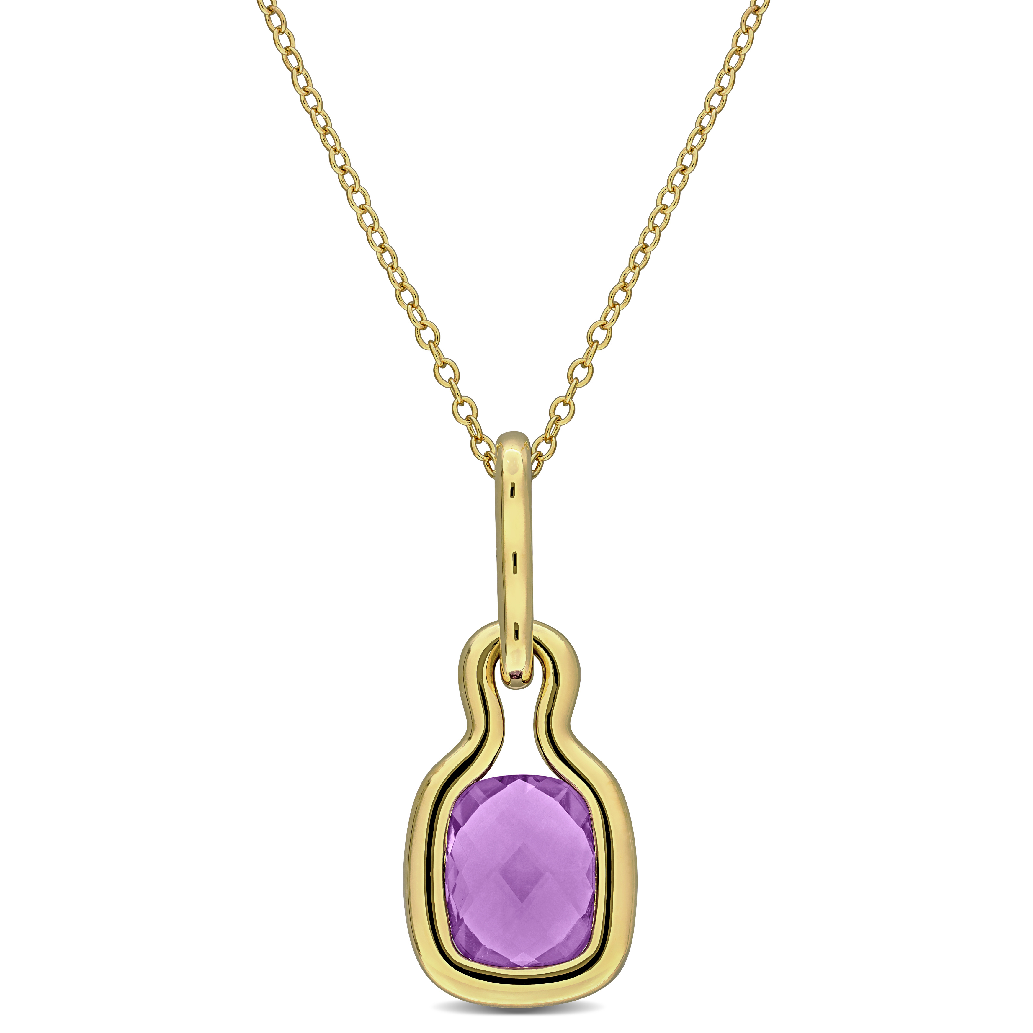 2 5/8ct TGW Amethyst Pendant with Chain in Yellow Plated Sterling Silver - 17 in