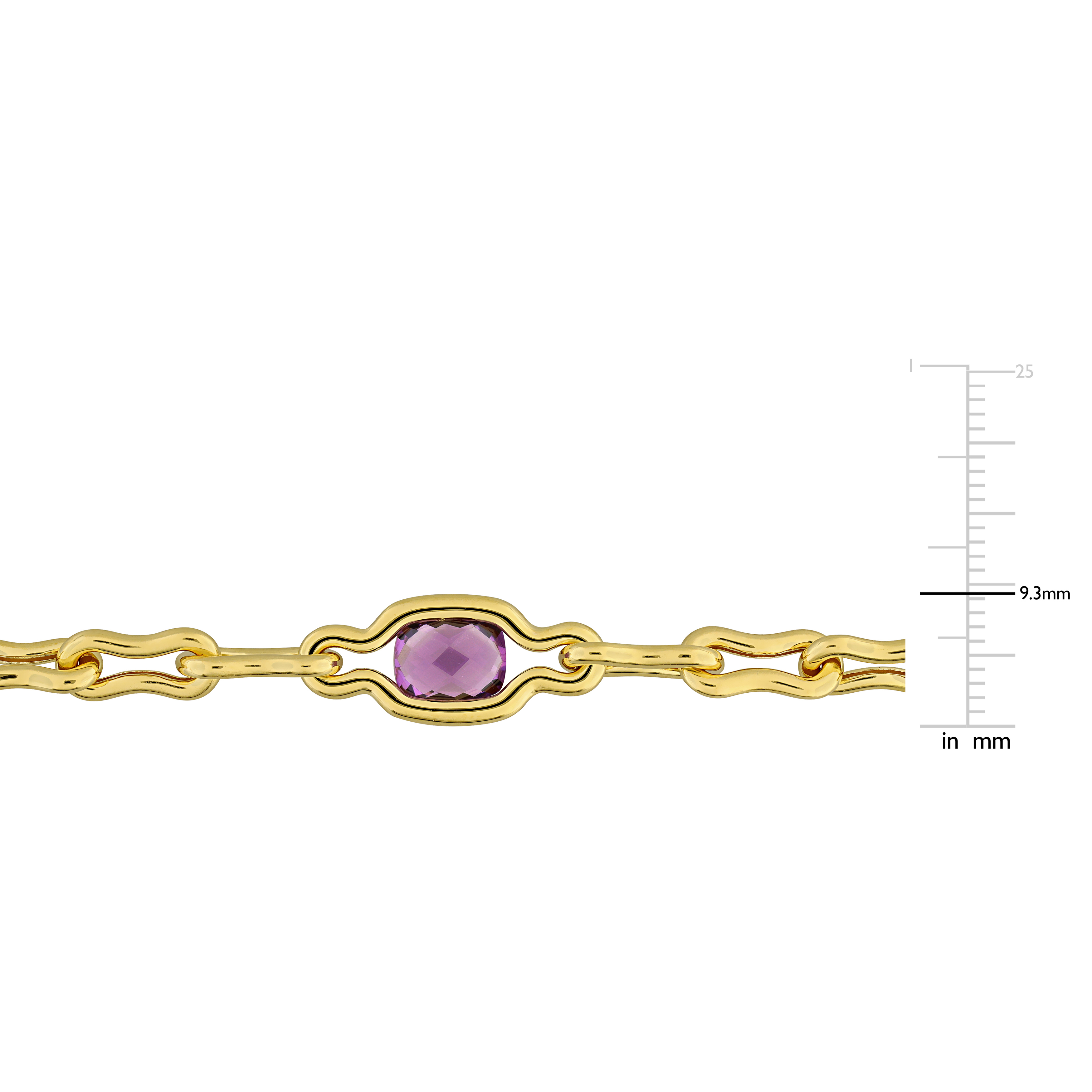 1 1/2ct TGW Amethyst Link Bracelet in Yellow Plated Sterling Silver - 7.25 in