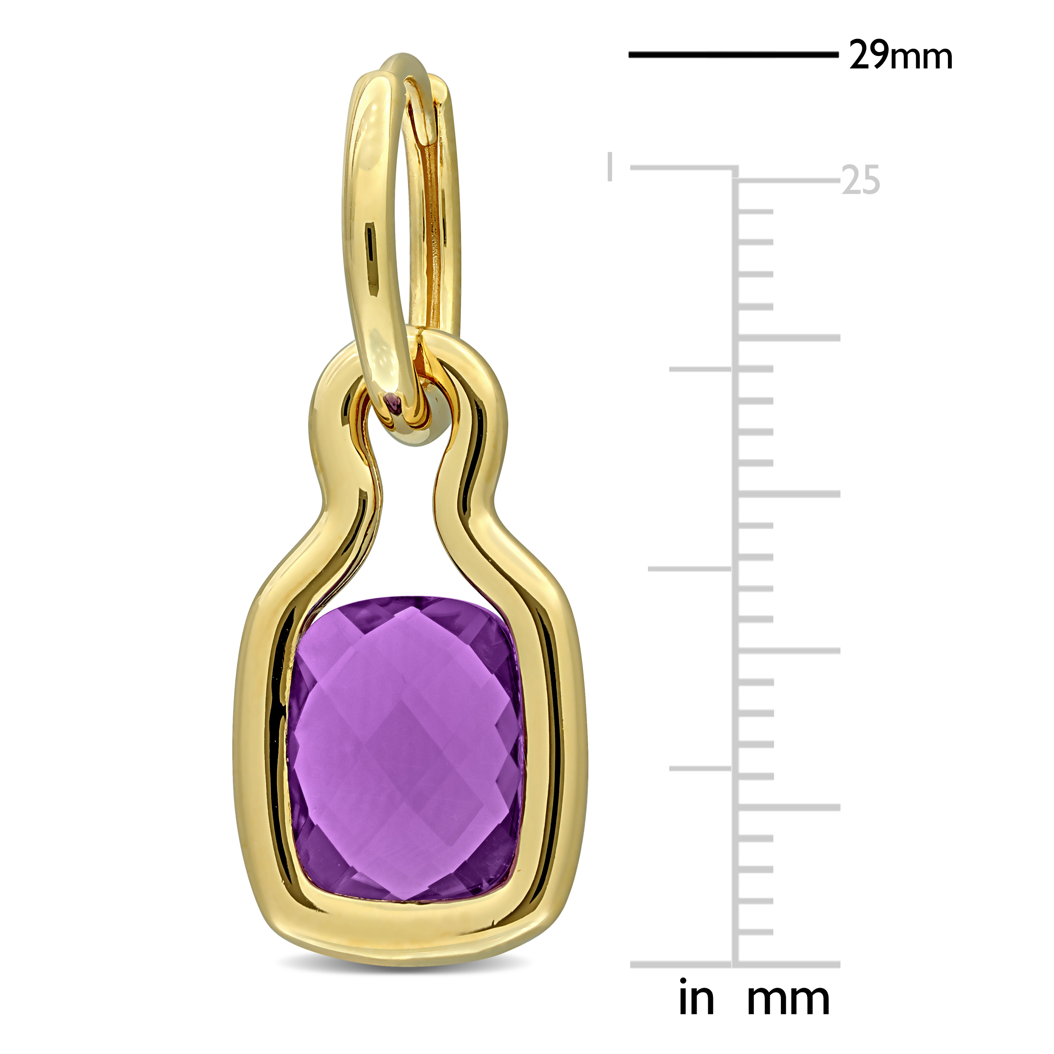 5 1/5ct TGW Amethyst Charm Drop Earrings in Yellow Plated Sterling Silver