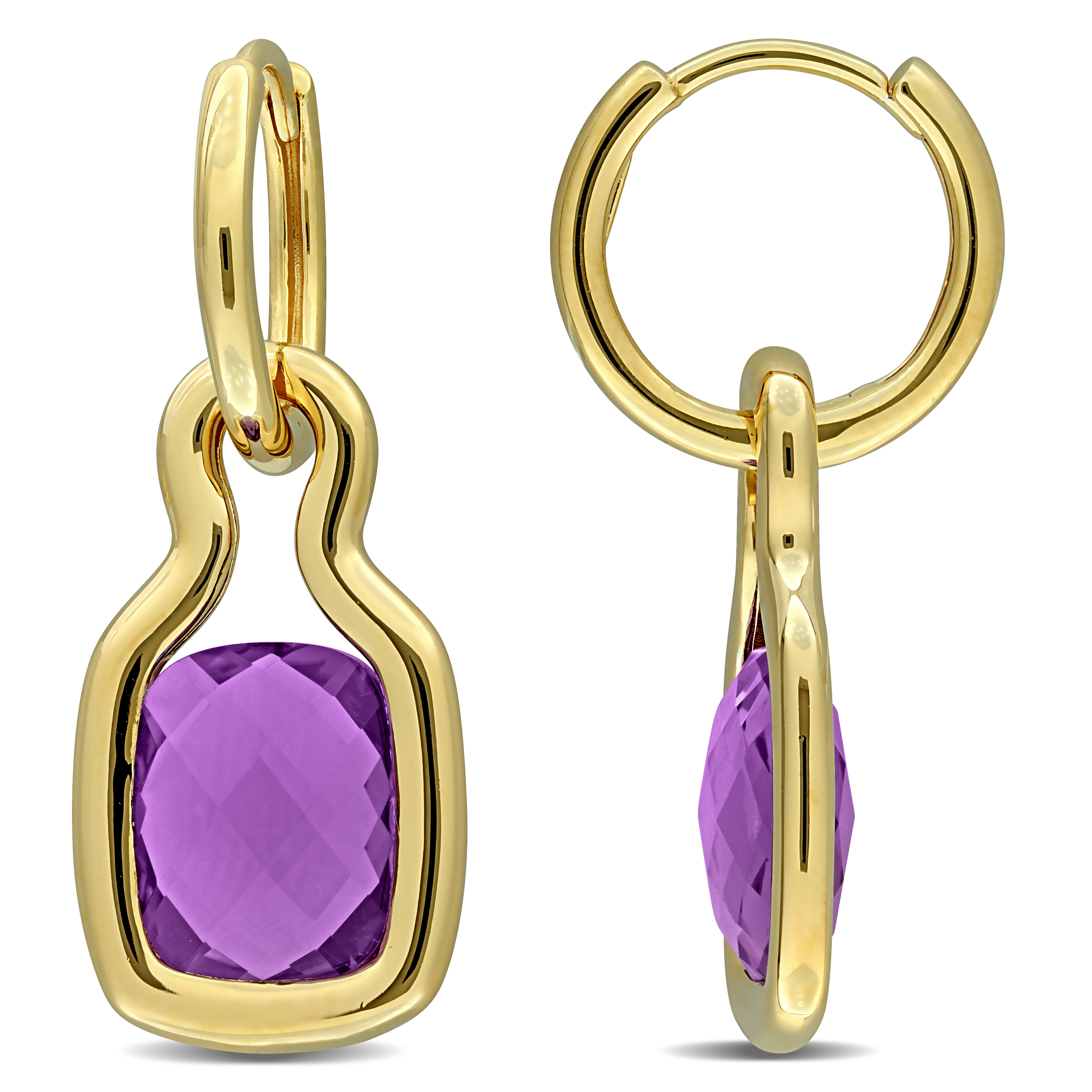 5 1/5ct TGW Amethyst Charm Drop Earrings in Yellow Plated Sterling Silver