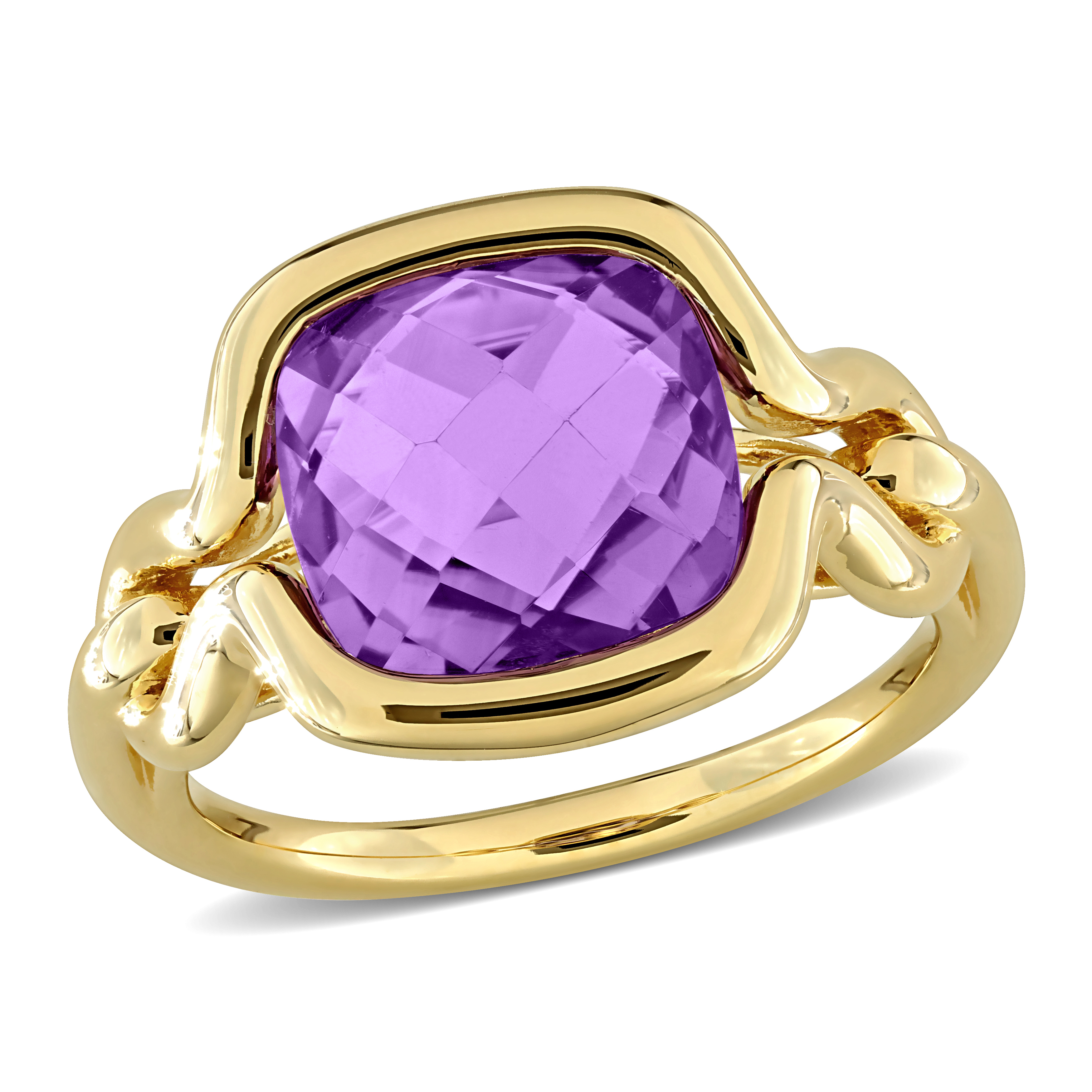 4 1/2ct TGW Amethyst Solitaire Ring in Yellow Plated Sterling Silver