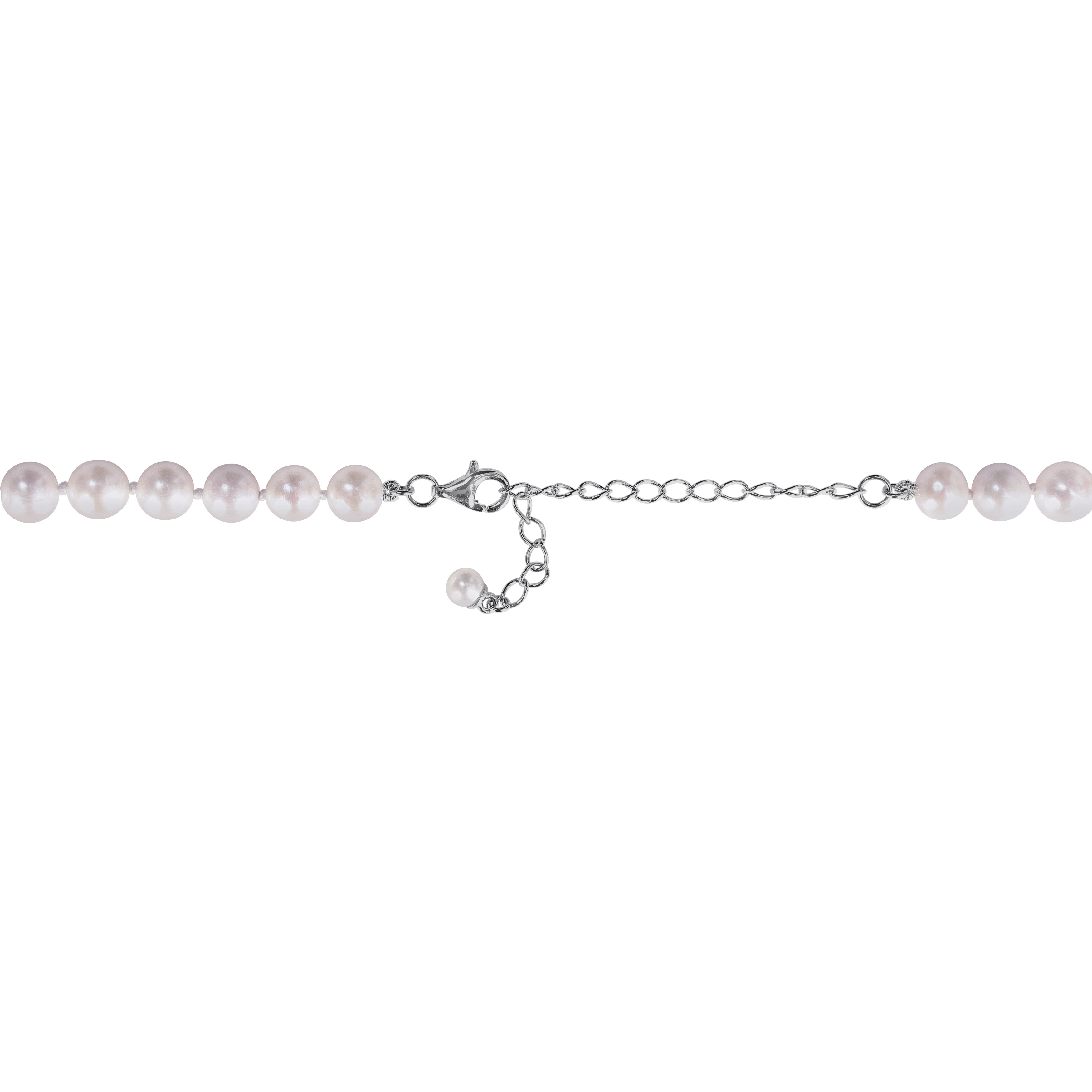 6-7mm Cultured Freshwater Pearl and 4 1/2ct TGW Created White Sapphire Drop Necklace in Sterling Silver - 17 in