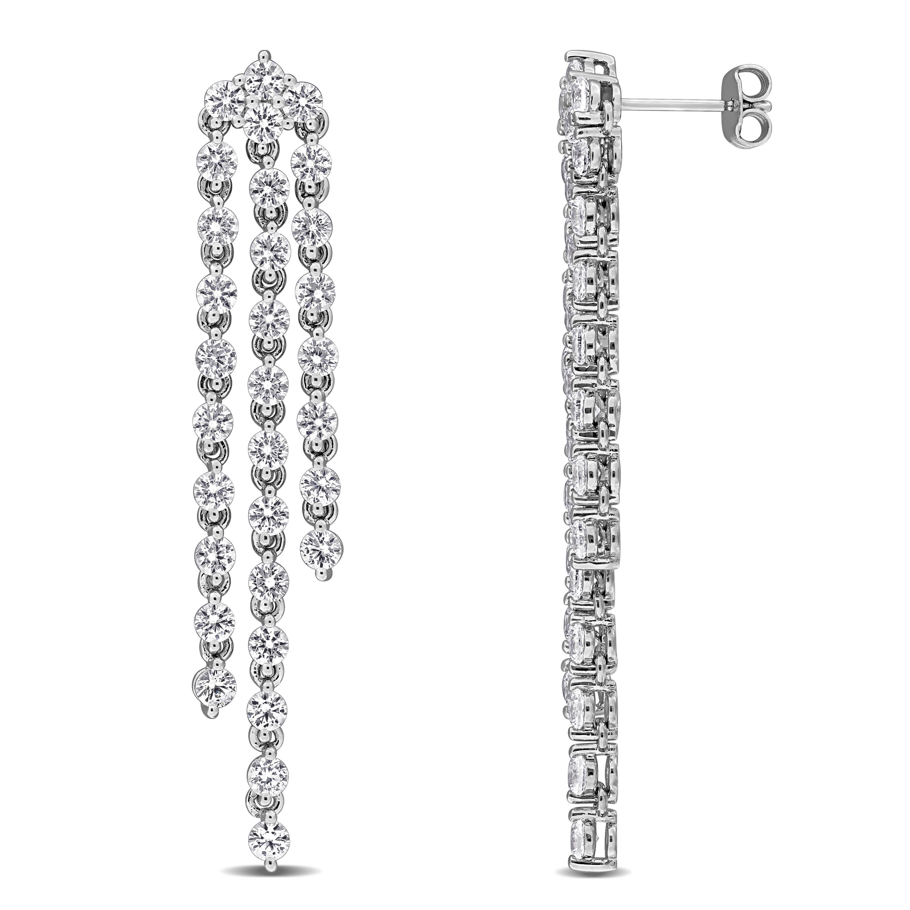 7 2/5ct TGW Created White Sapphire Chandelier Style Drop Earrings in Sterling Silver
