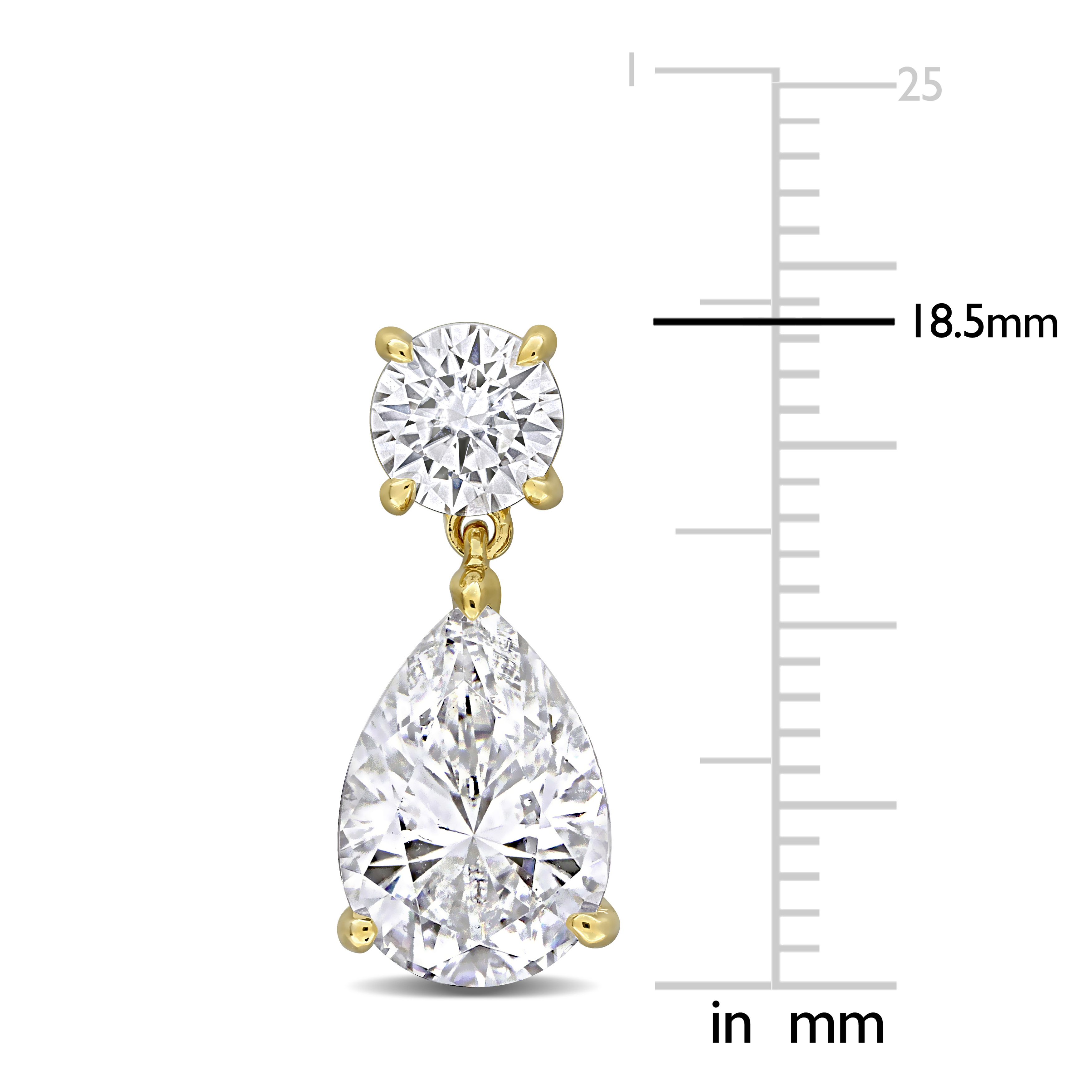 4 7/8ct DEW Created Moissanite Drop Earrings in Yellow Plated Sterling Silver