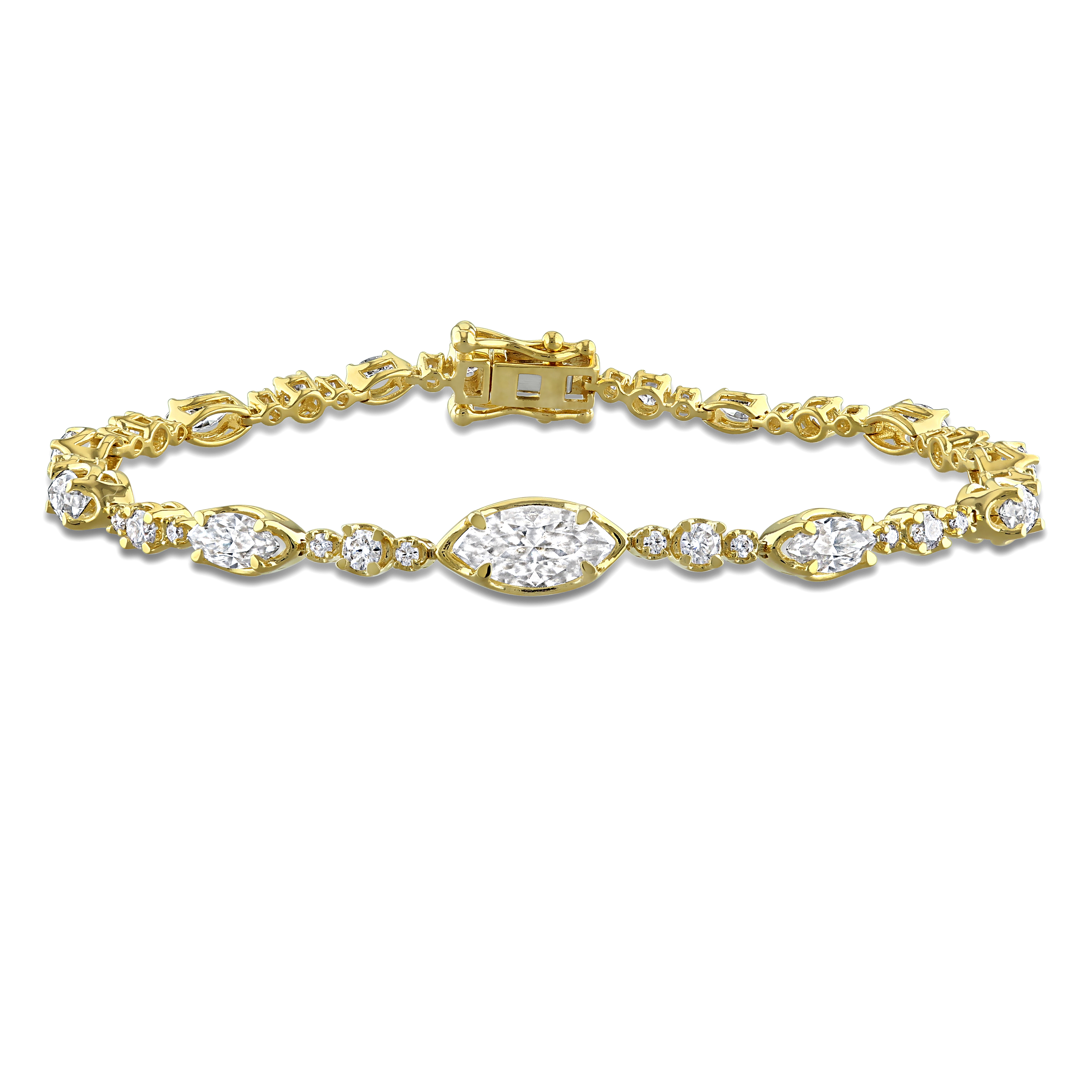 3 1/4ct DEW Created Moissanite Bracelet in Yellow Plated Sterling Silver Length - 6.75 in
