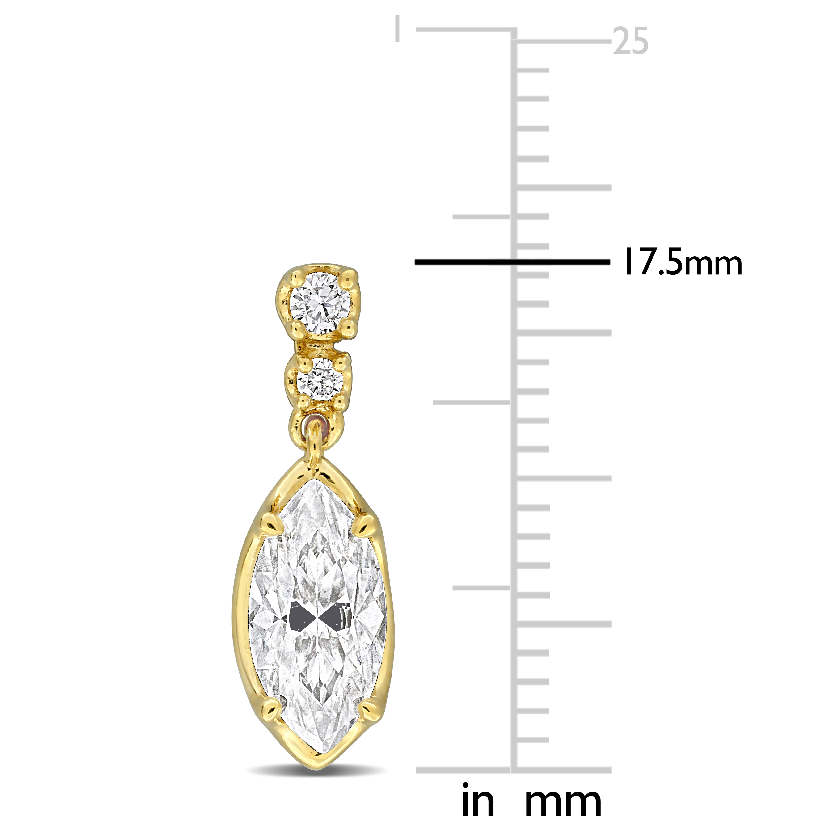 1.59ct DEW Created Moissanite Drop Earrings in Yellow Plated Sterling Silver