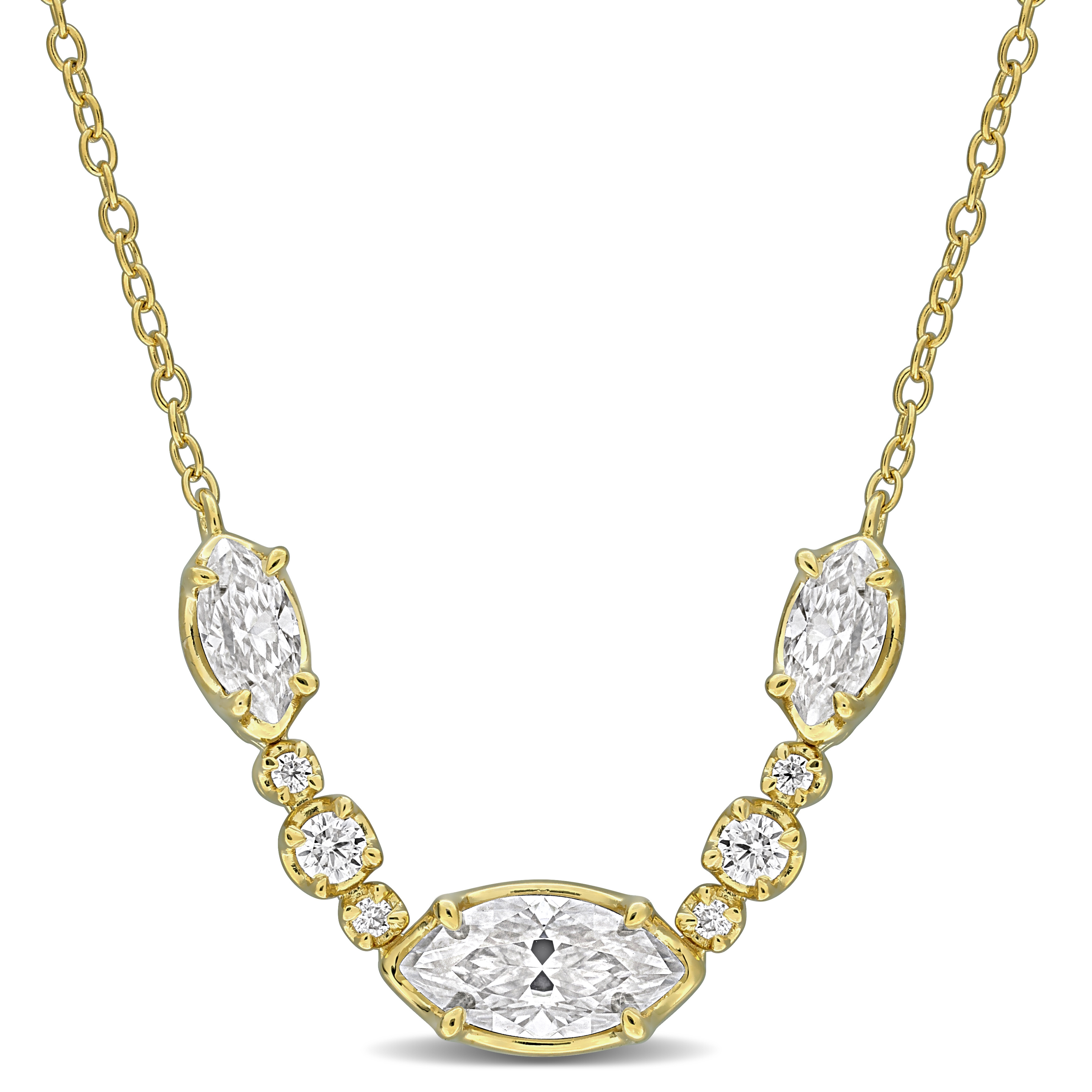 1 3/8ct DEW Created Moissanite Necklace in Yellow Plated Sterling Silver - 17 in