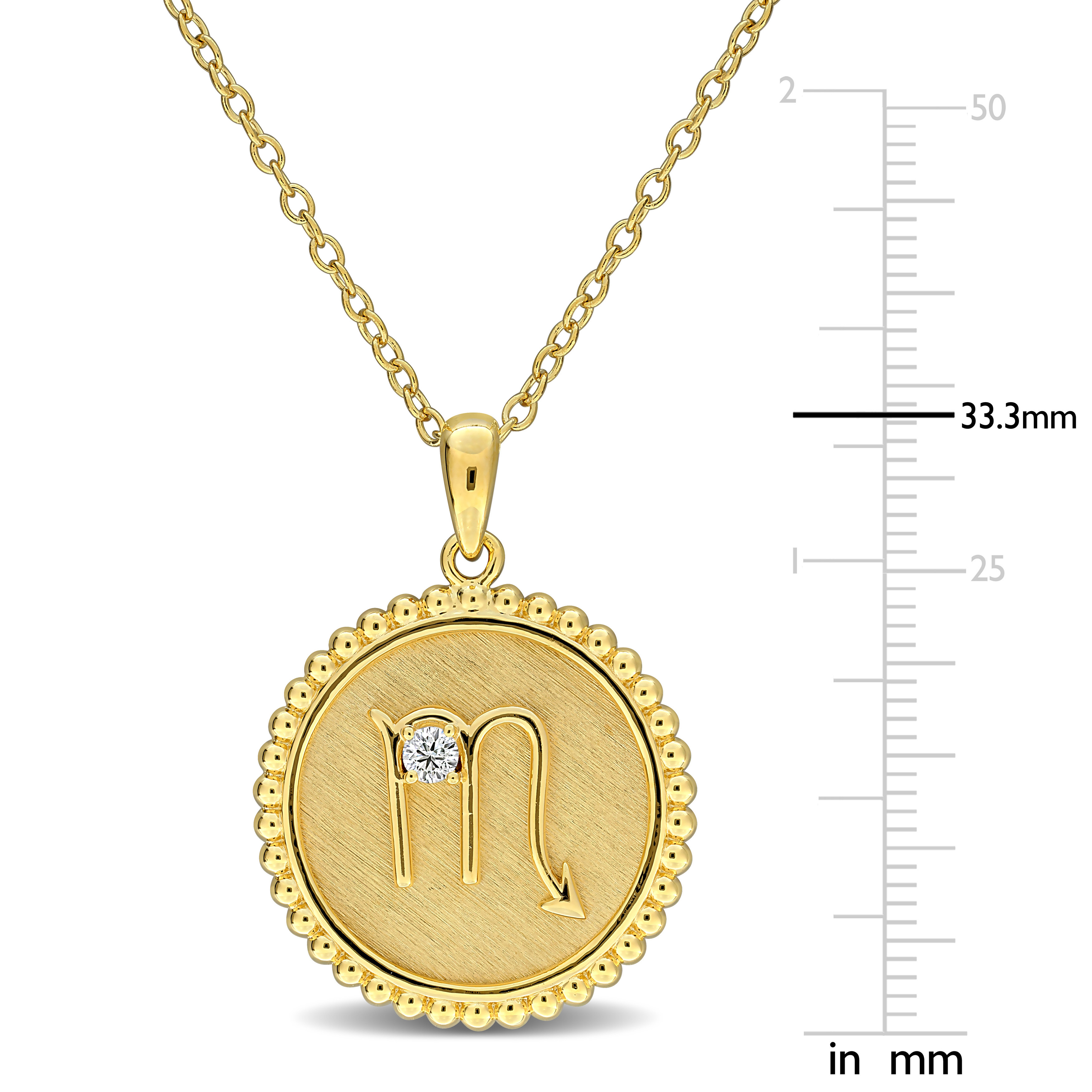 1/6ct TGW Created White Sapphire Scorpio Zodiac Sign Pendant with Chain in Yellow Plated Sterling Silver - 18 in