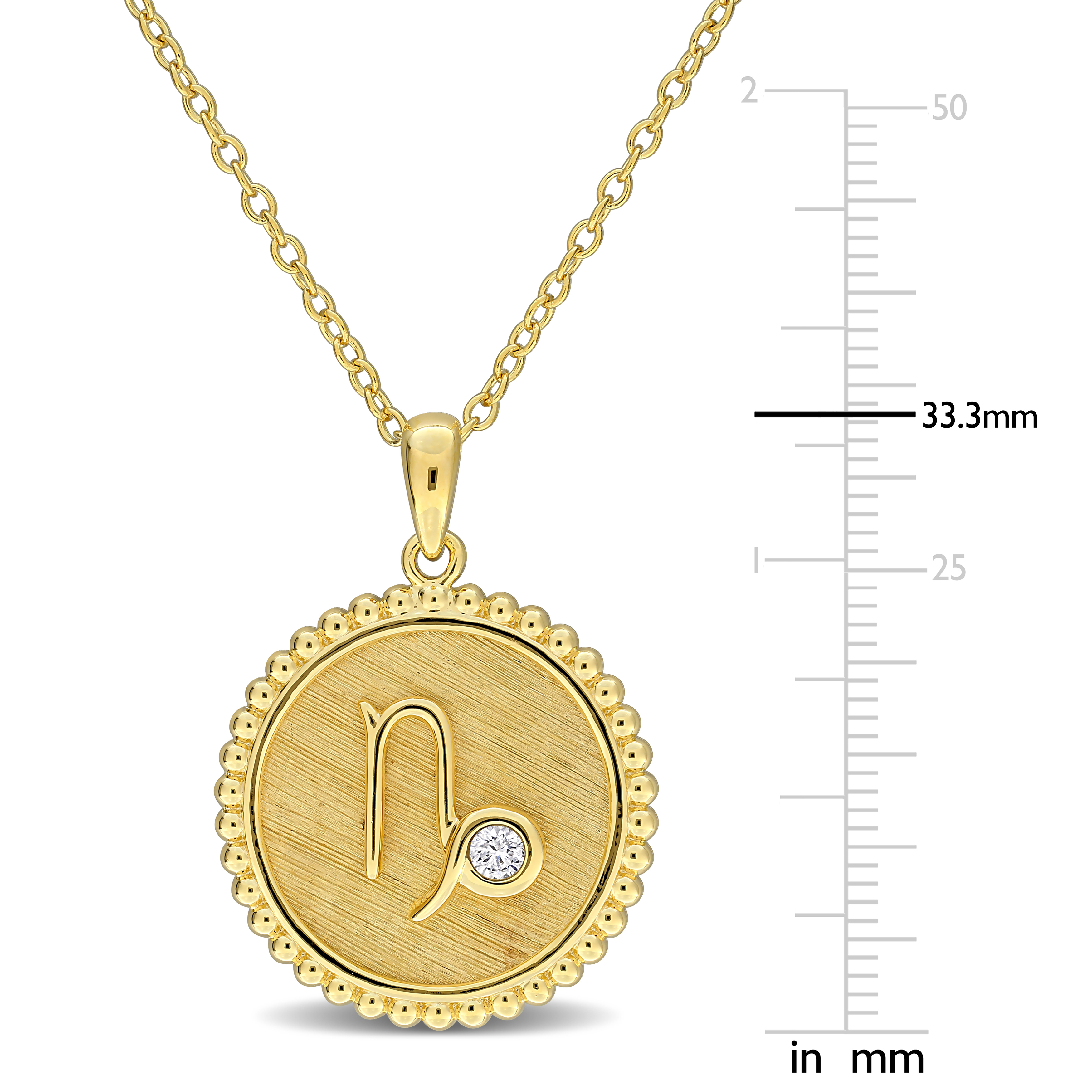 1/6ct TGW Created White Sapphire Capricorn Zodiac Sign Pendant with Chain in Yellow Plated Sterling Silver - 18 in