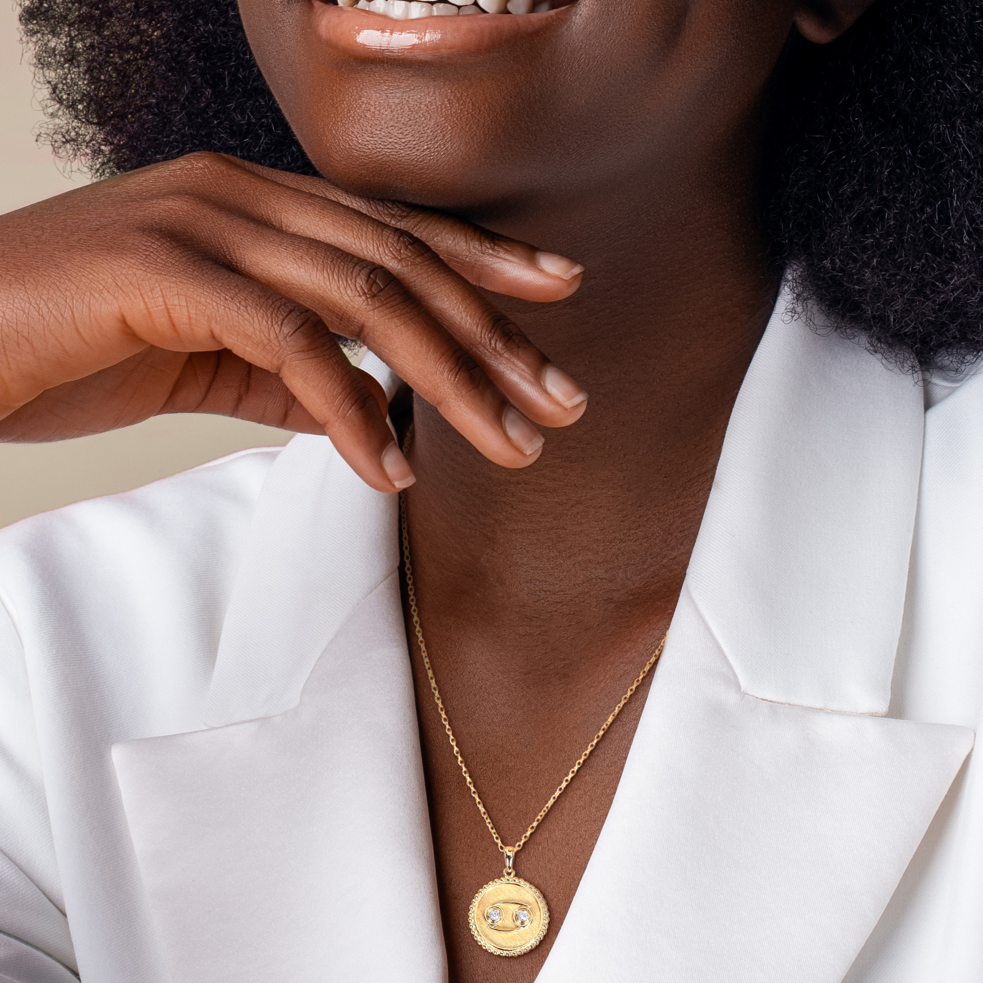 1/3ct TGW Created White Sapphire Cancer Zodiac Sign Pendant with Chain in Yellow Plated Sterling Silver - 18 in