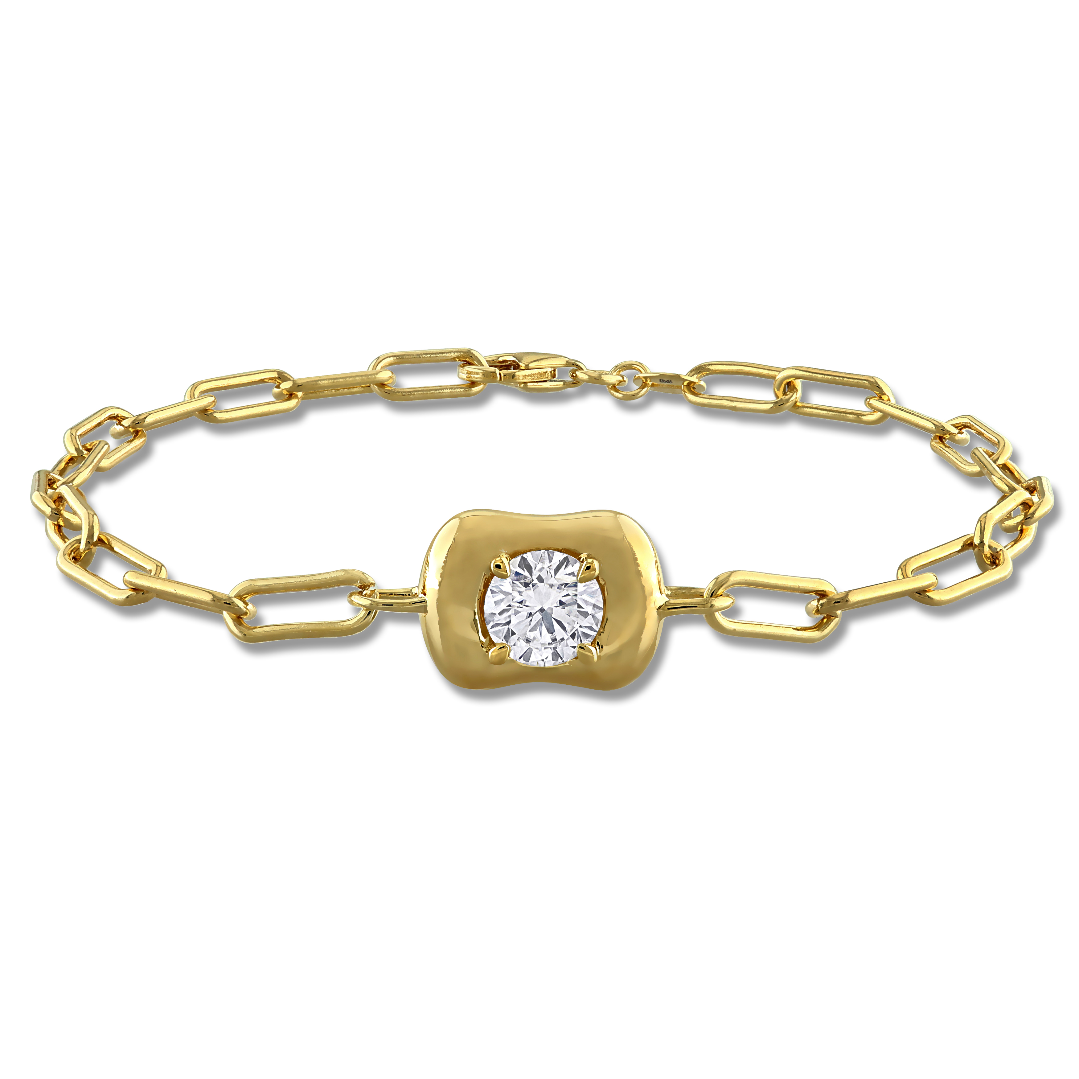 1ct DEW Created Moissanite Bracelet in Yellow Plated Sterling Silver - 7.25 in